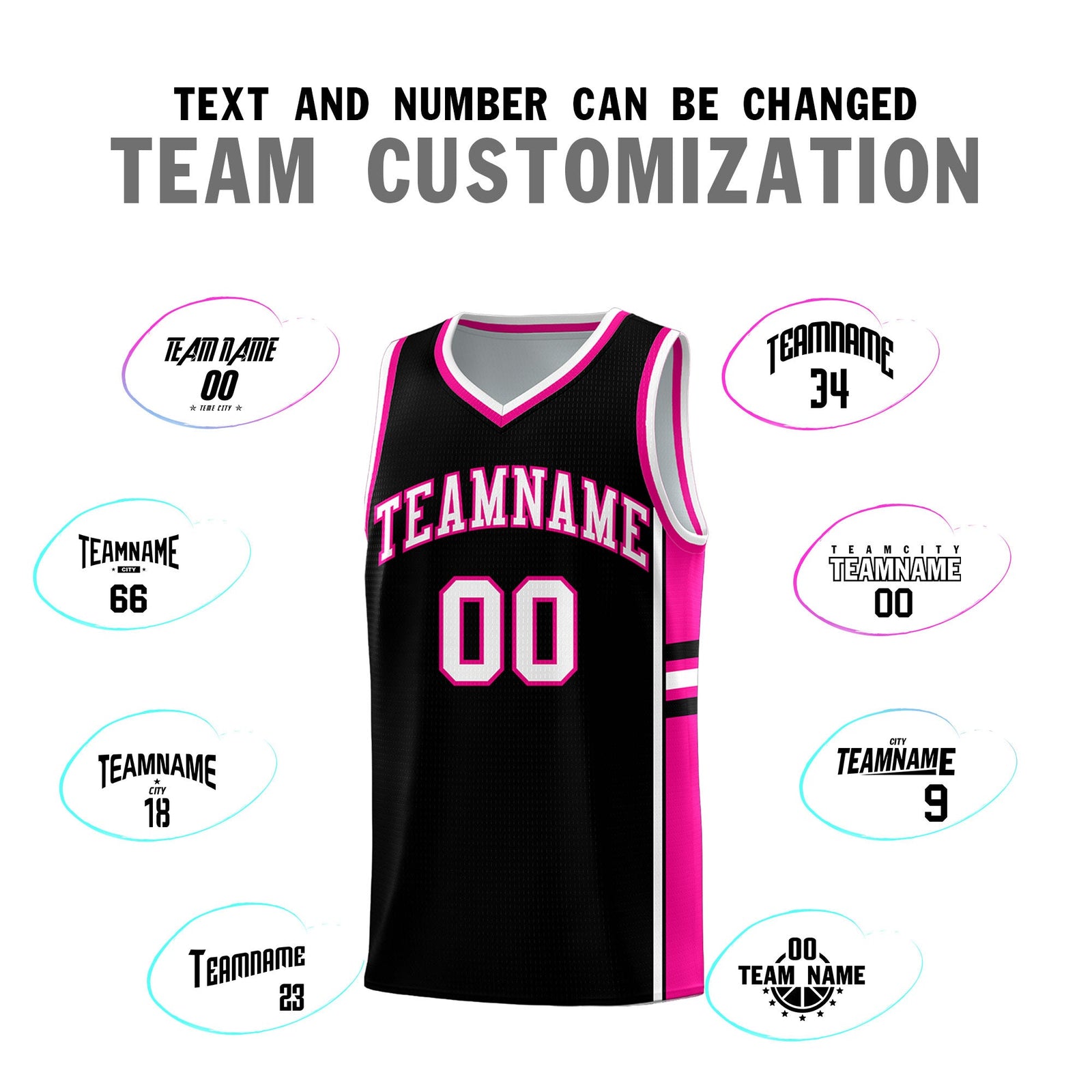 Custom Youth Basketball Jersey - Black Pink Two-Tone Classic Varsity Uniform