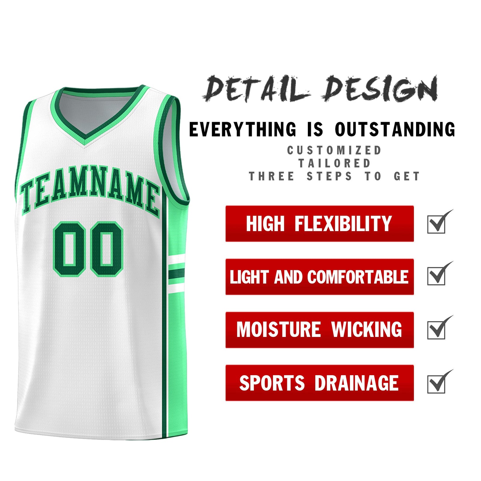 Custom Youth Basketball Jersey - White Green Two-Tone Varsity Jersey Set