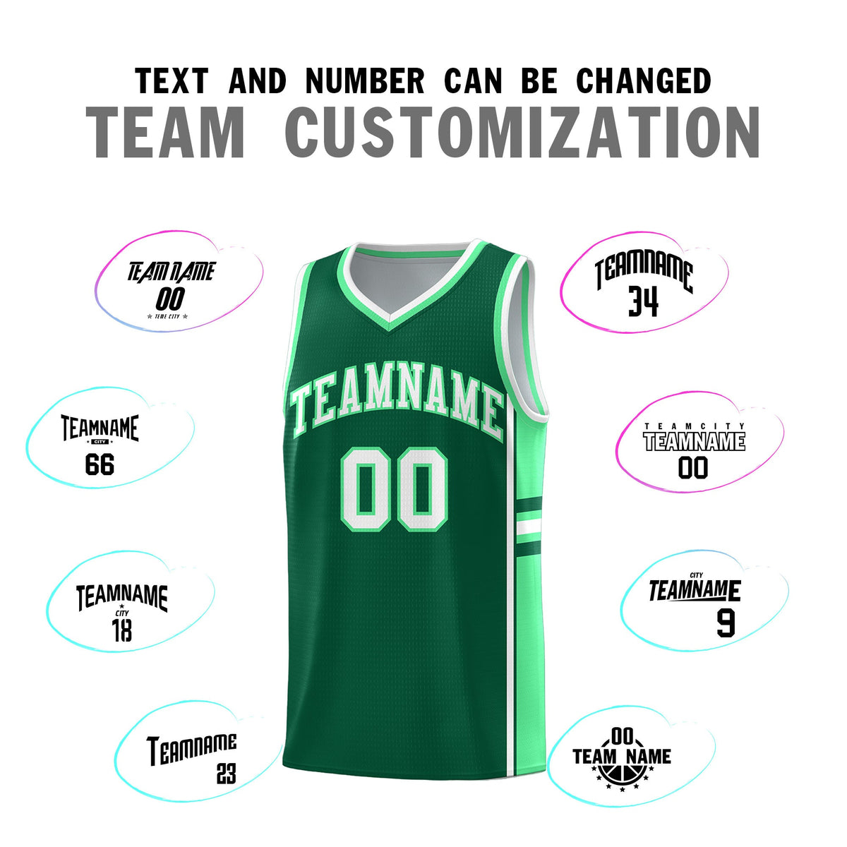 Custom Youth Basketball Jersey - Kelly Green Green Two-Tone Classic Varsity Uniform