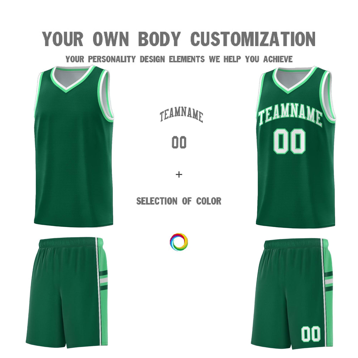 Custom Youth Basketball Jersey - Kelly Green Green Two-Tone Classic Varsity Uniform