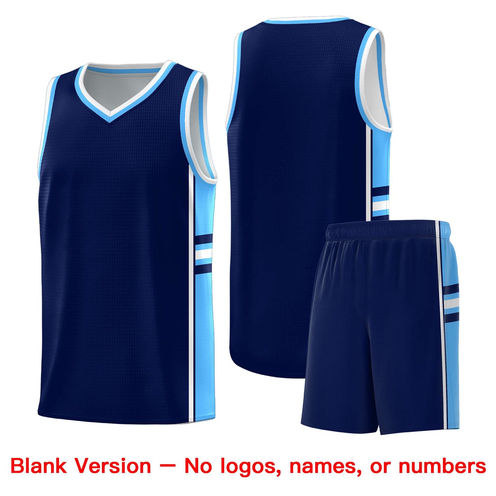 Custom Youth Basketball Jersey - Navy Powder Blue Two-Tone Classic Varsity Uniform