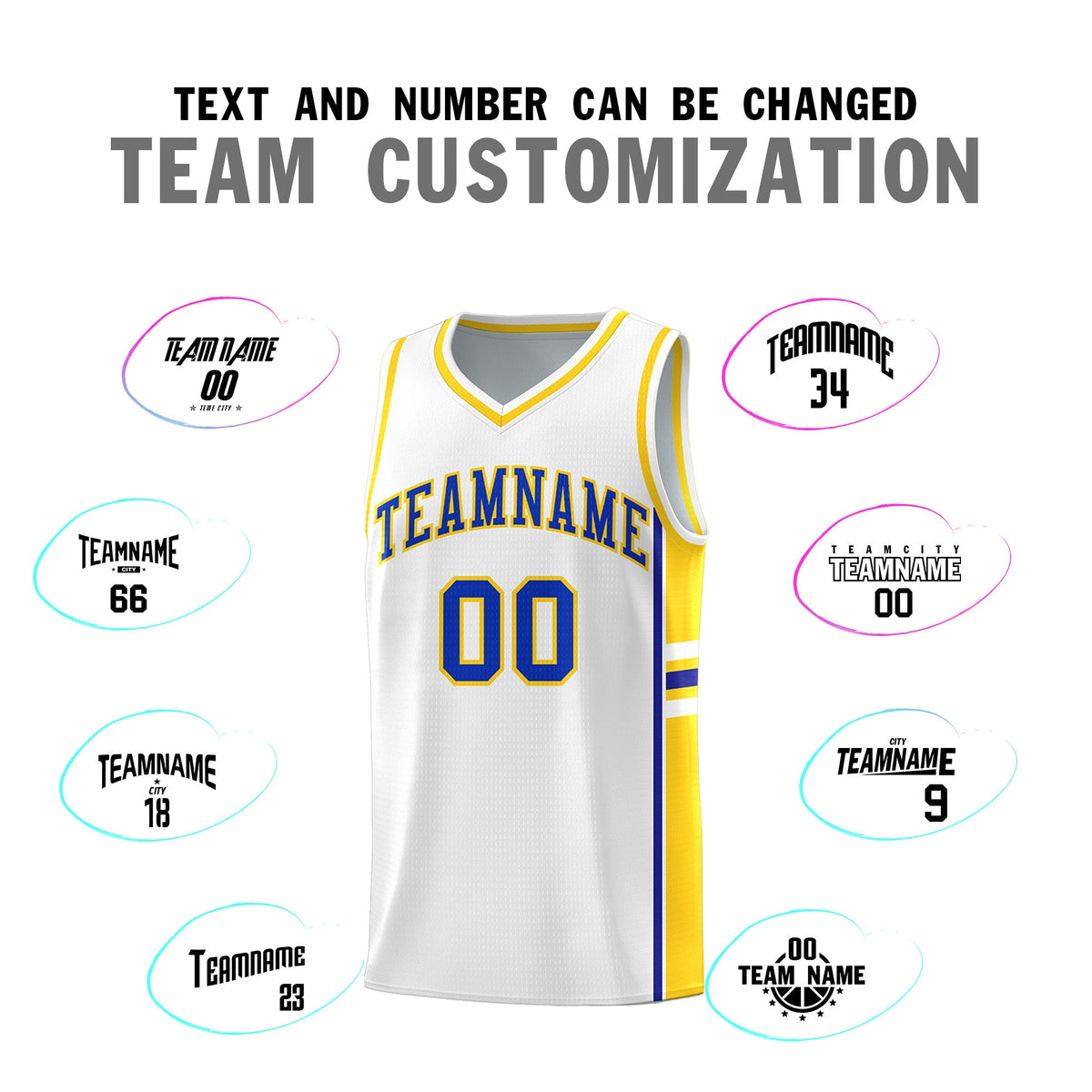 Custom Youth Basketball Jersey - White Fluorescent Yellow Two-Tone Varsity Jersey Set