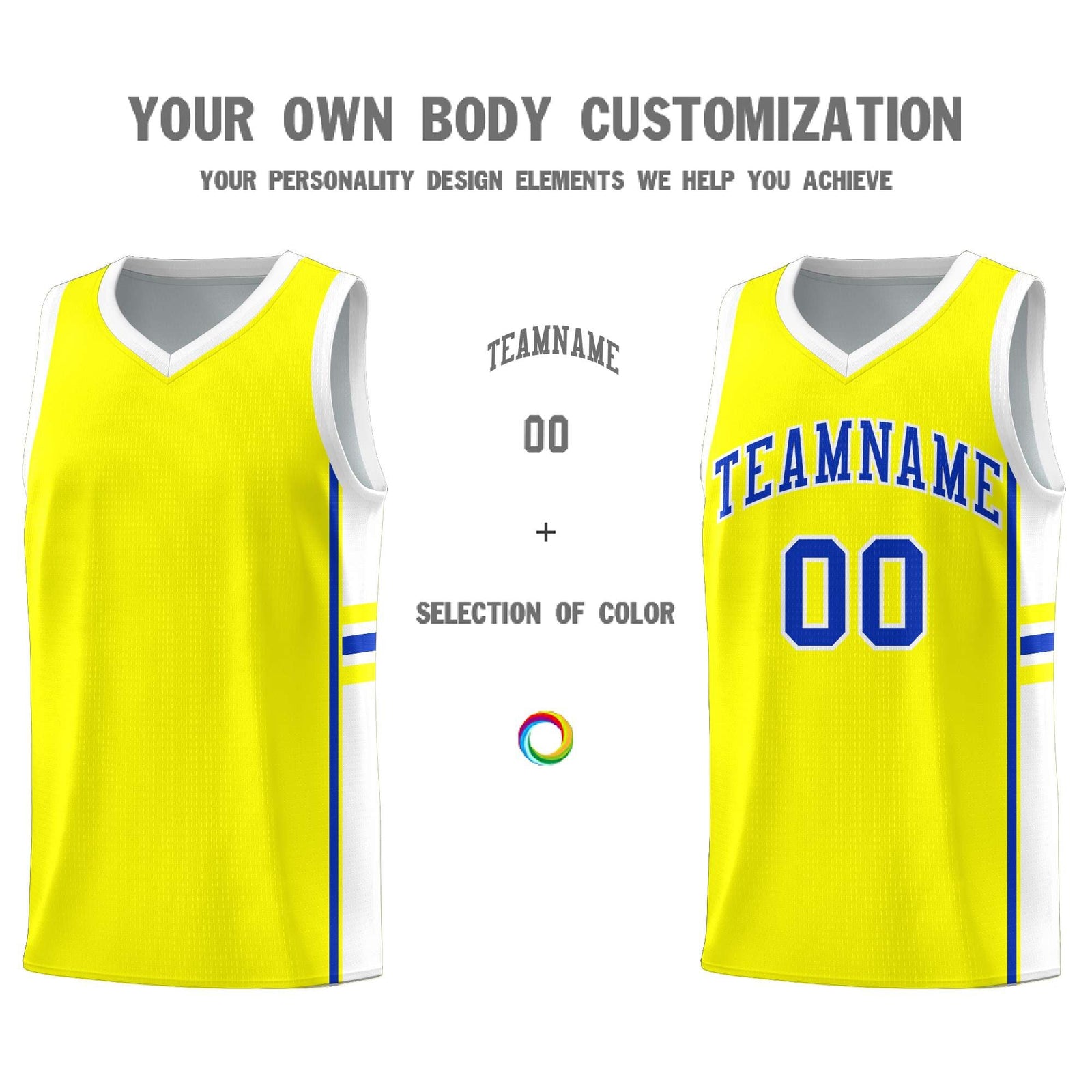 Custom Youth Basketball Jersey - Fluorescent Yellow White Two-Tone Classic Varsity Uniform