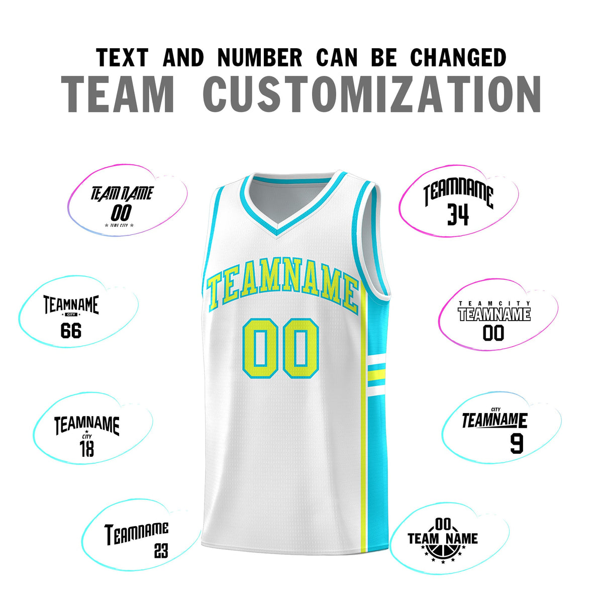 Custom Youth Basketball Jersey - White Sky Blue Two-Tone Varsity Jersey Set