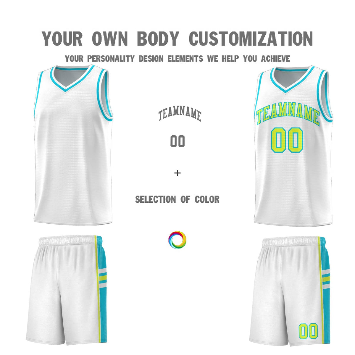 Custom Youth Basketball Jersey - White Sky Blue Two-Tone Varsity Jersey Set