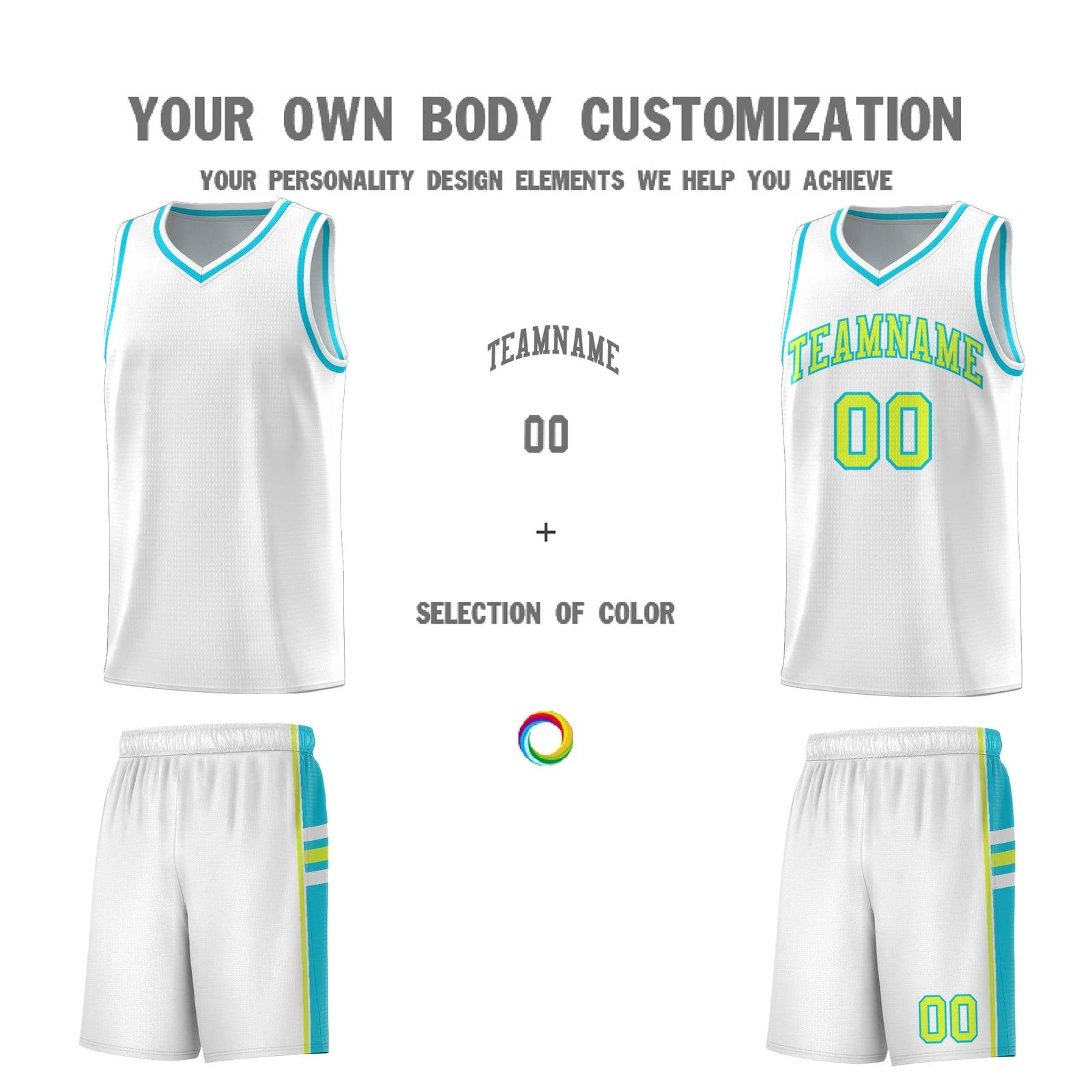 Custom Youth Basketball Jersey - White Sky Blue Two-Tone Varsity Jersey Set