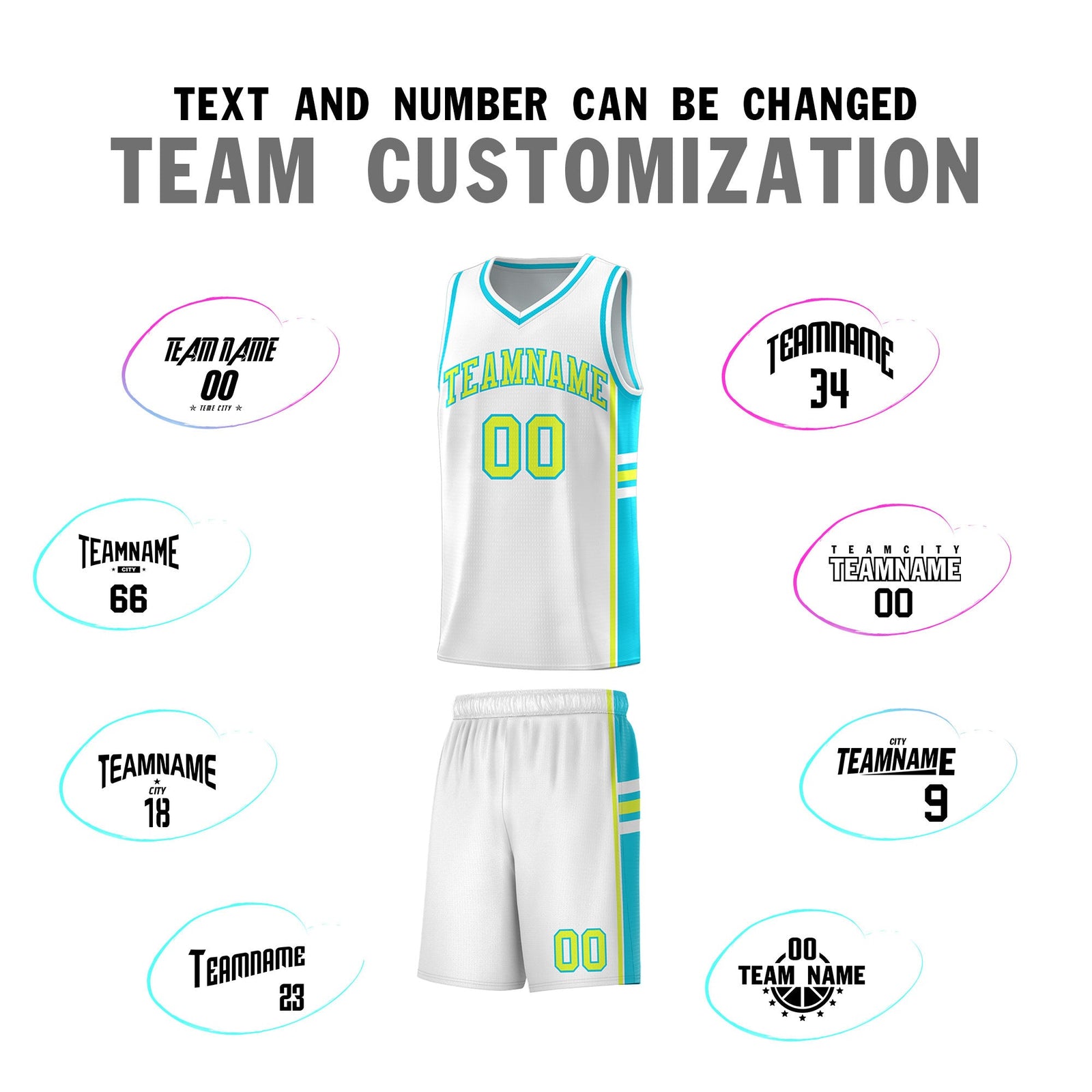 Custom Youth Basketball Jersey - White Sky Blue Two-Tone Varsity Jersey Set