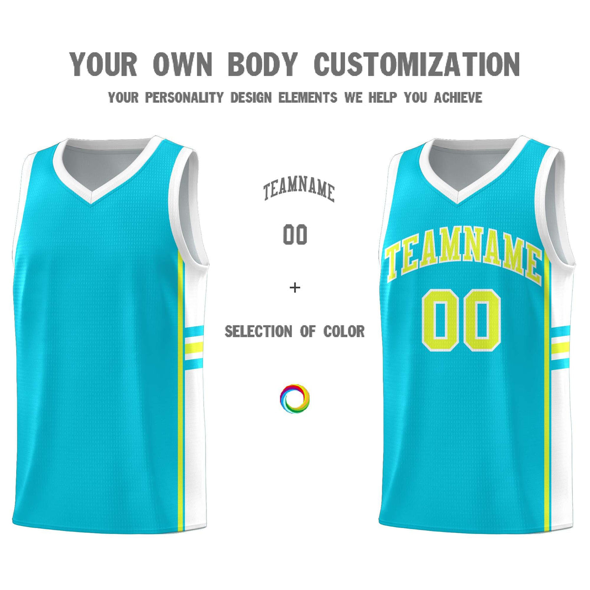 Custom Youth Basketball Jersey - Sky Blue White Personalized Varsity Two-Tone Uniform