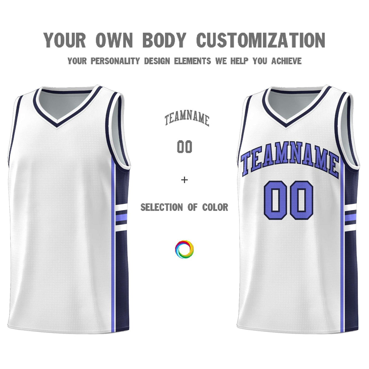 Custom Youth Basketball Jersey - White Navy Two-Tone Varsity Jersey Set