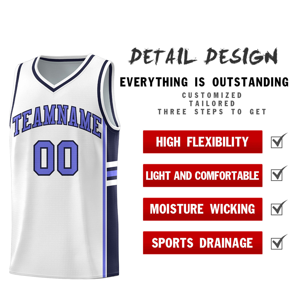 Custom Youth Basketball Jersey - White Navy Two-Tone Varsity Jersey Set