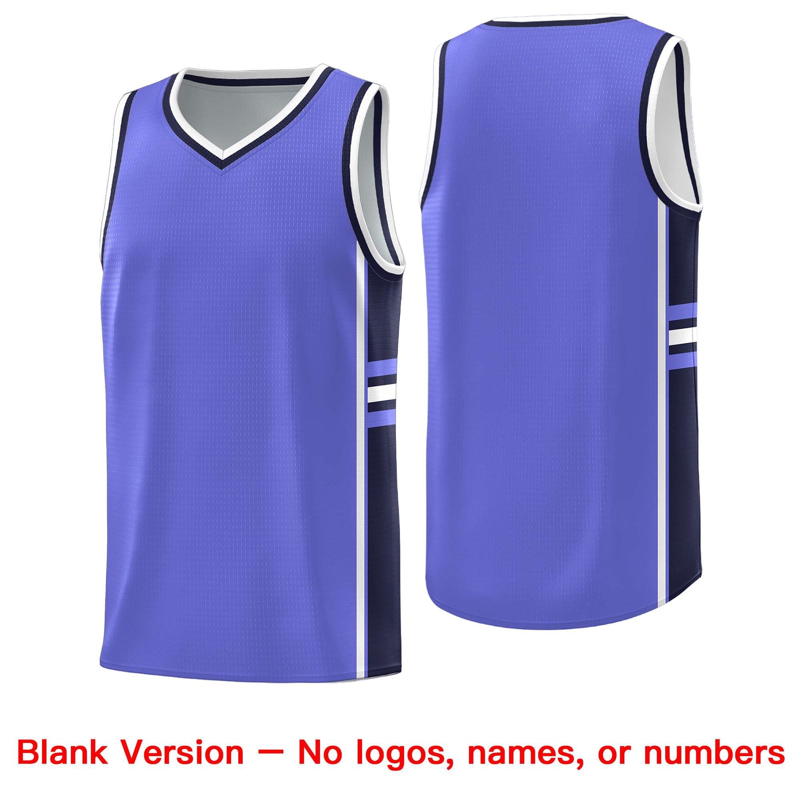 Custom Youth Basketball Jersey - Purple Navy Two-Tone Classic Varsity Uniform