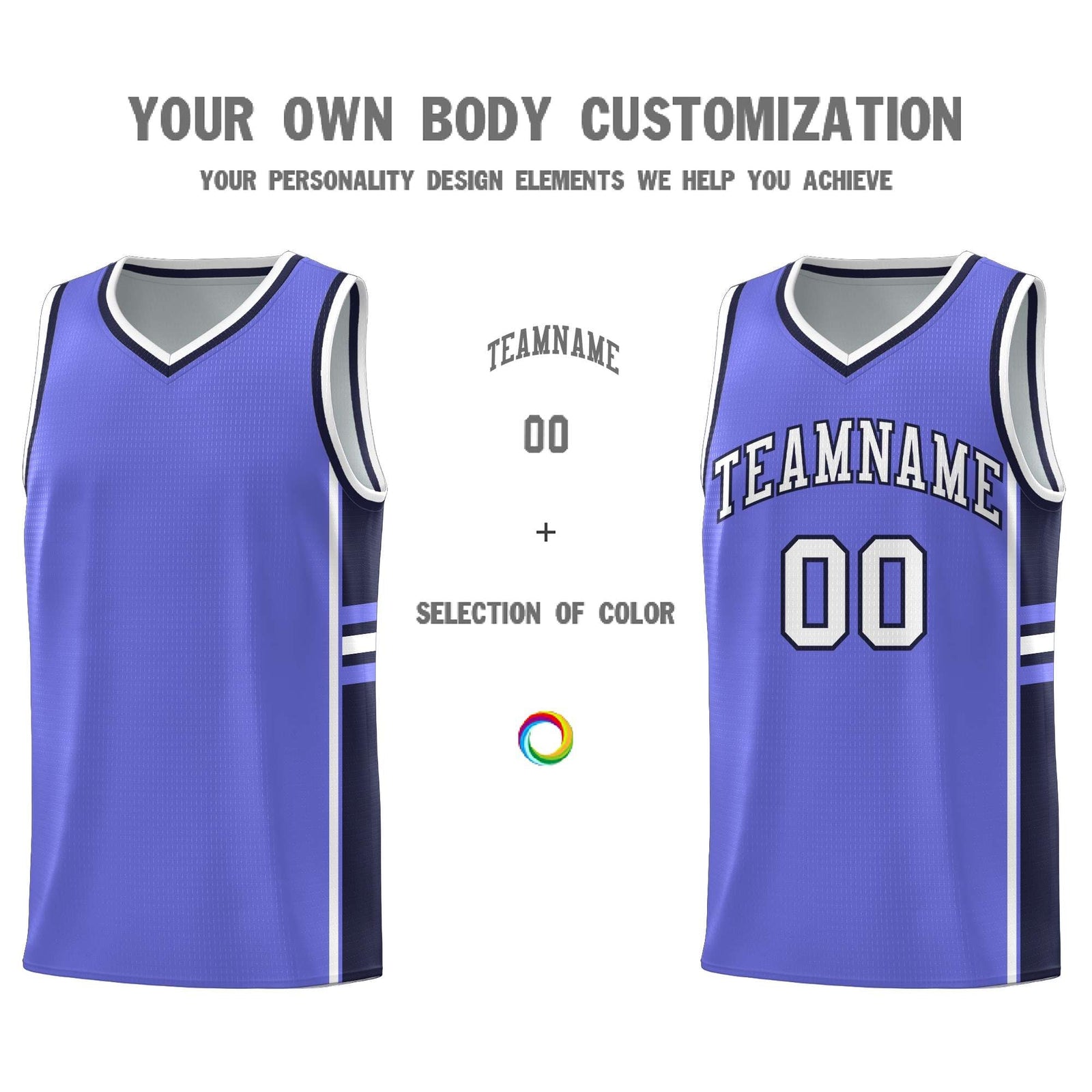 Custom Youth Basketball Jersey - Purple Navy Two-Tone Classic Varsity Uniform