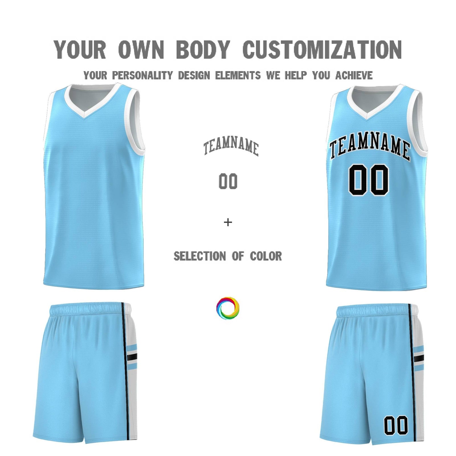 Custom Youth Basketball Jersey - Light Blue White Personalized Varsity Two-Tone Uniform