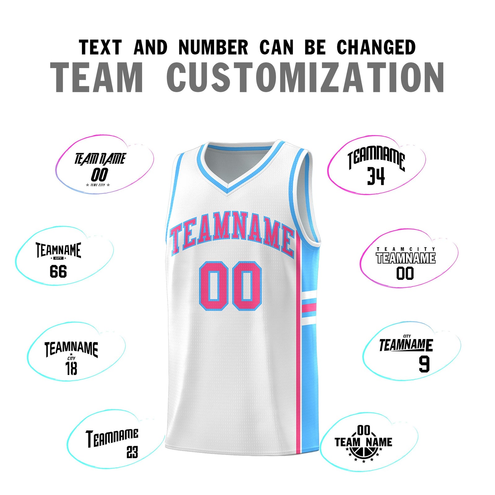 Custom Youth Basketball Jersey - White Powder Blue Two-Tone Varsity Jersey Set
