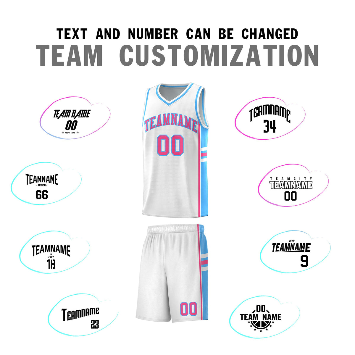 Custom Youth Basketball Jersey - White Powder Blue Two-Tone Varsity Jersey Set