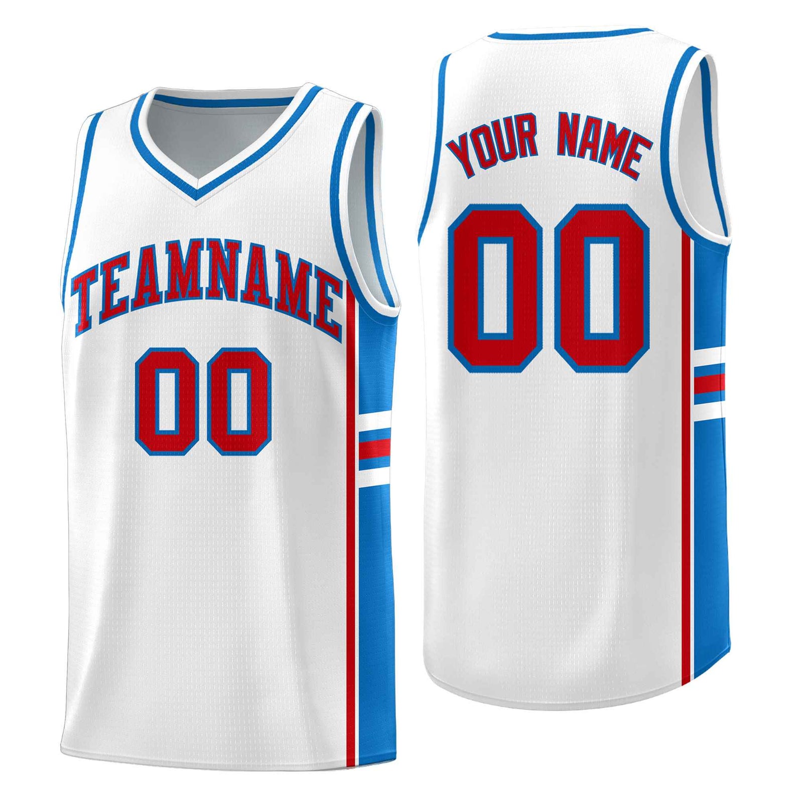 Custom Youth Basketball Jersey - White Royal Two-Tone Varsity Jersey Set