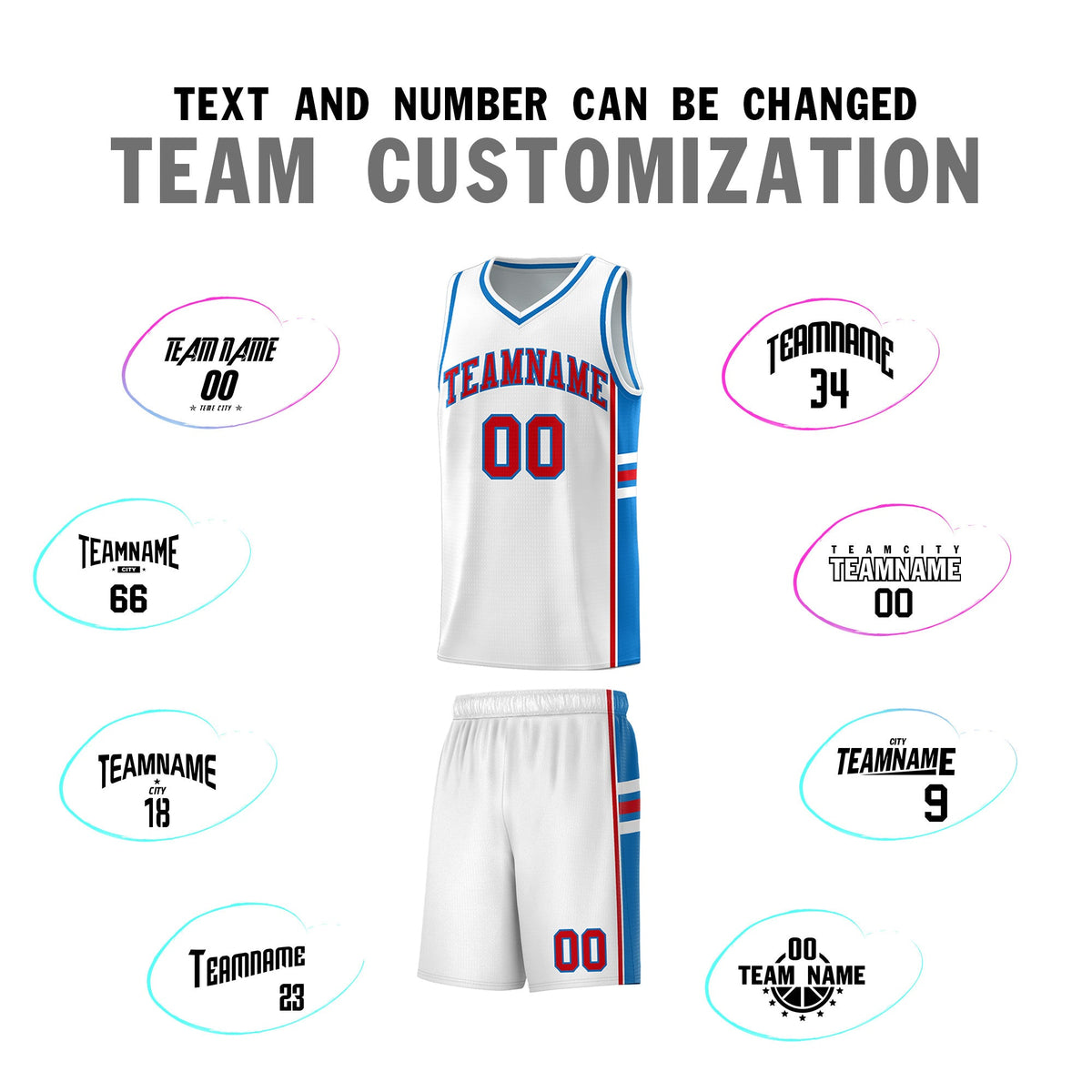 Custom Youth Basketball Jersey - White Royal Two-Tone Varsity Jersey Set