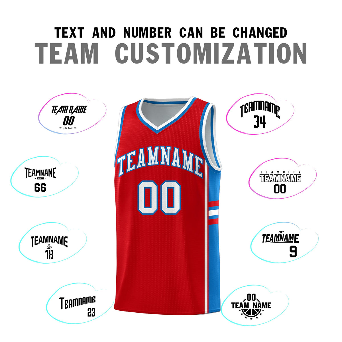 Custom Youth Basketball Jersey - Red Royal Two-Tone Classic Varsity Uniform