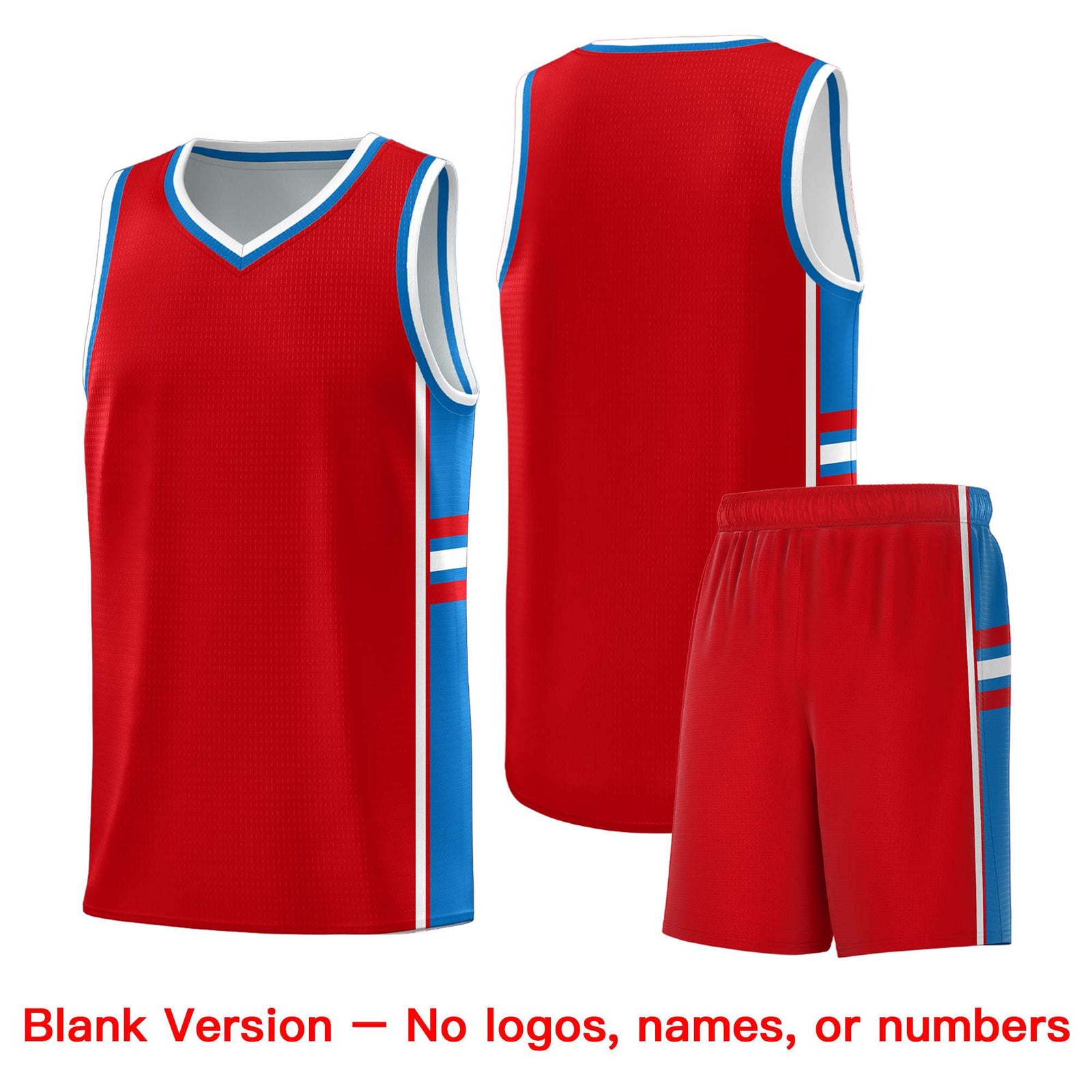 Custom Youth Basketball Jersey - Red Royal Two-Tone Classic Varsity Uniform
