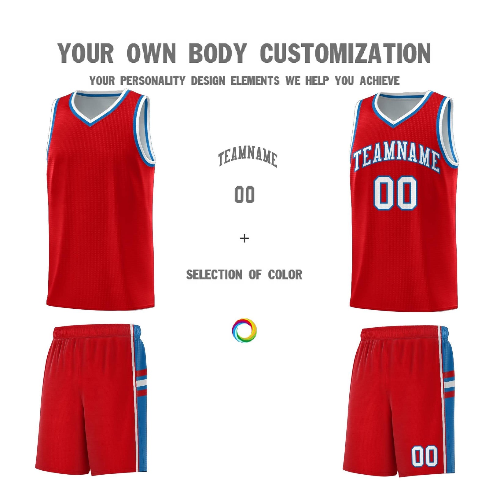Custom Youth Basketball Jersey - Red Royal Two-Tone Classic Varsity Uniform