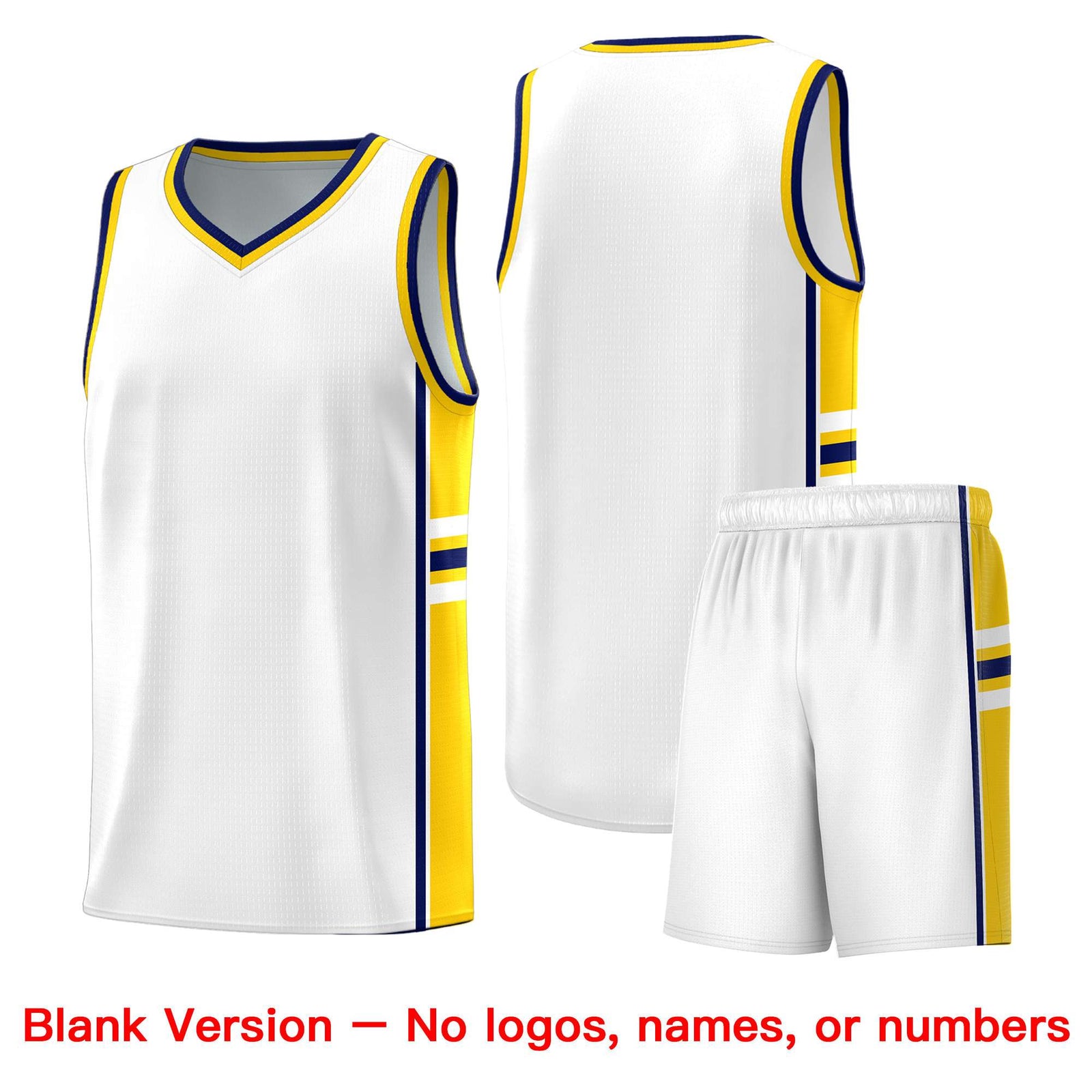 Custom Youth Basketball Jersey - White Gold Personalized Varsity Two-Tone Uniform