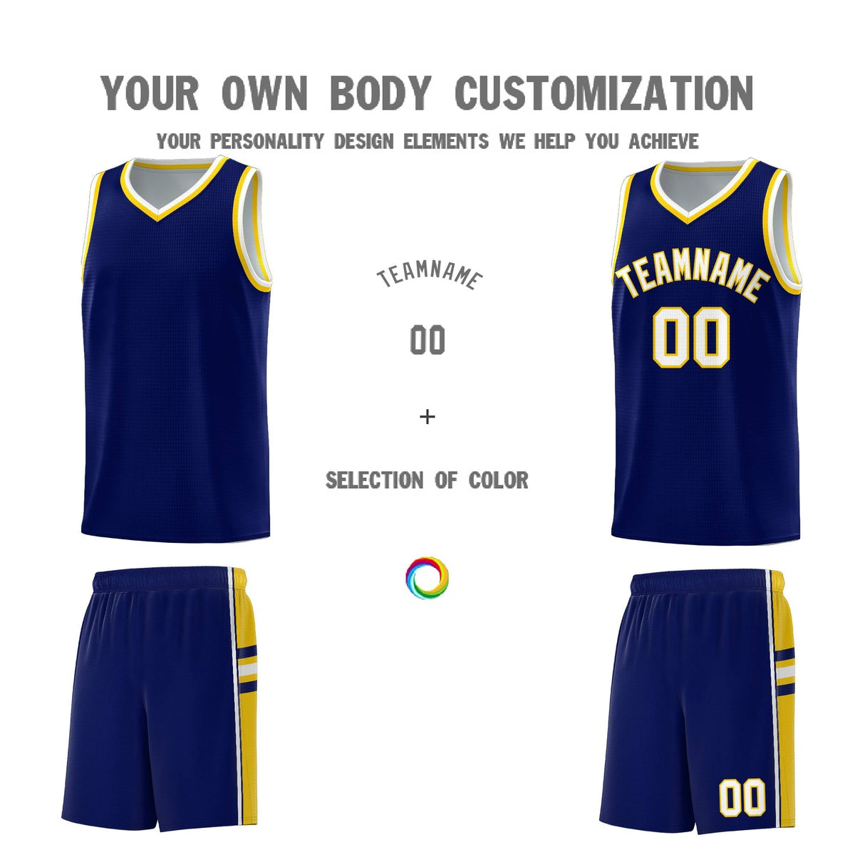 Custom Youth Basketball Jersey - Navy Gold Two-Tone Varsity Jersey Set