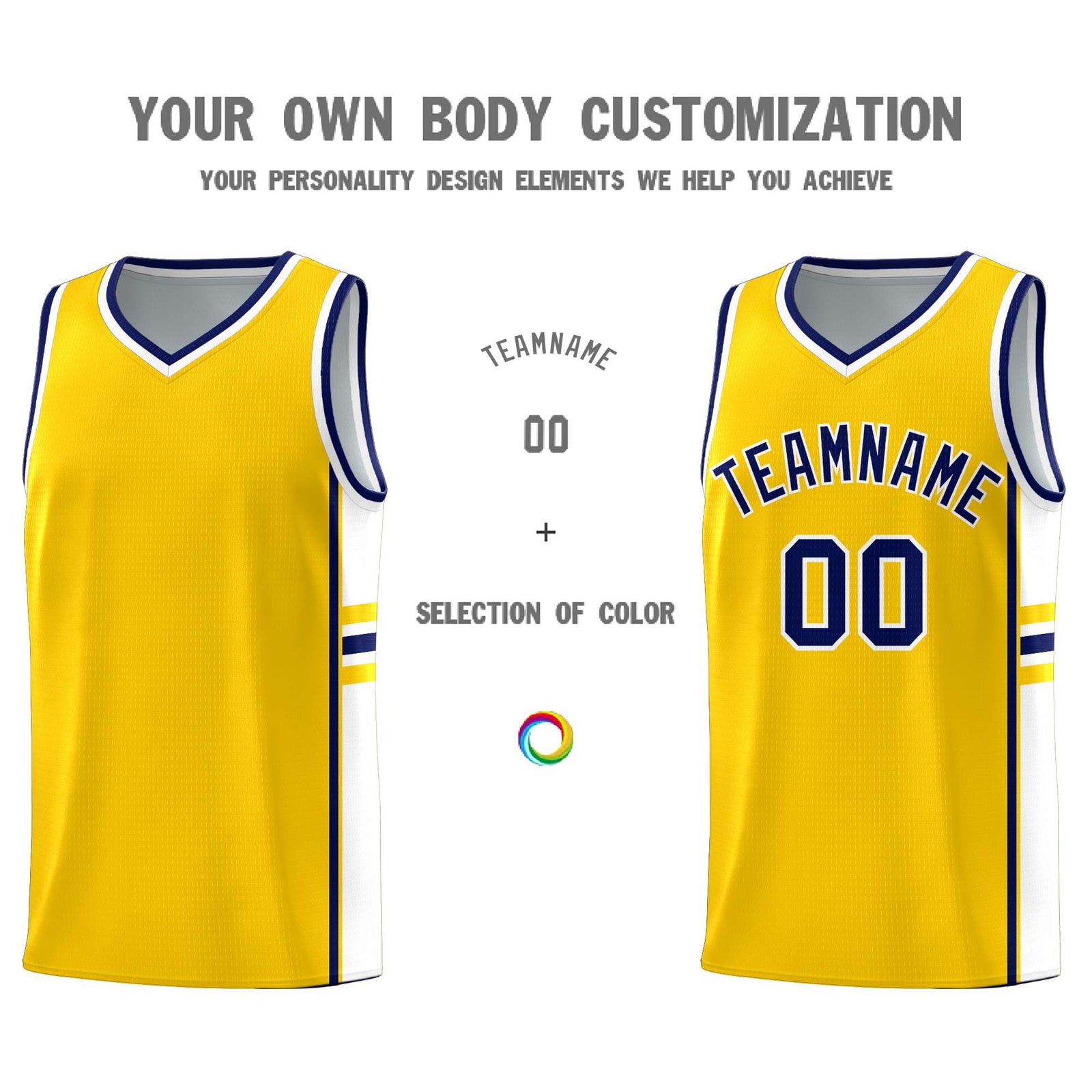 Custom Youth Basketball Jersey - Gold White Two-Tone Classic Varsity Uniform