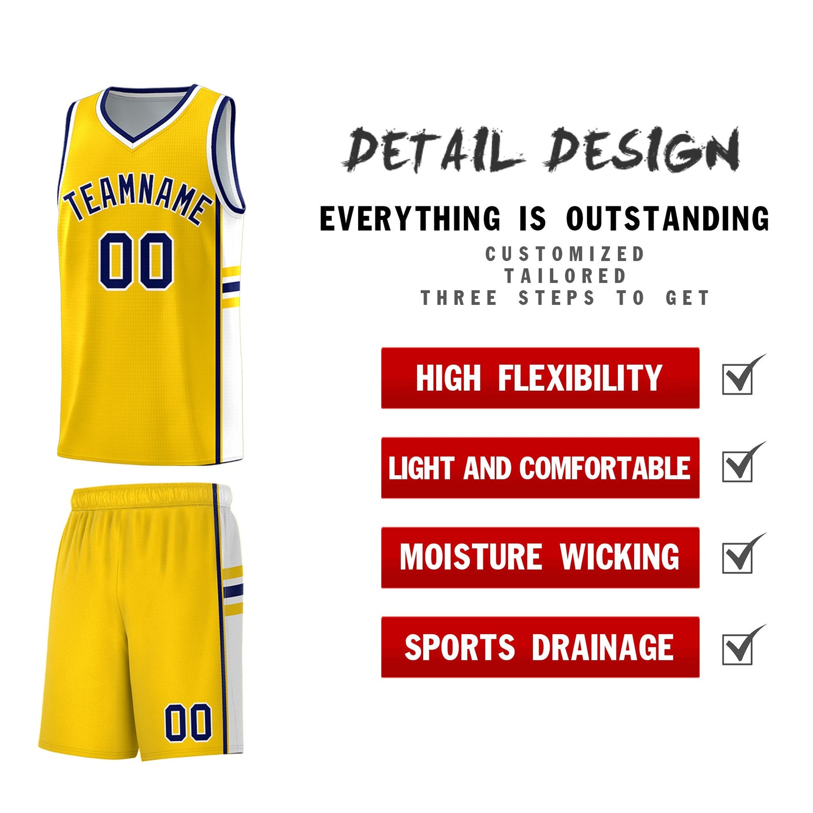 Custom Youth Basketball Jersey - Gold White Two-Tone Classic Varsity Uniform