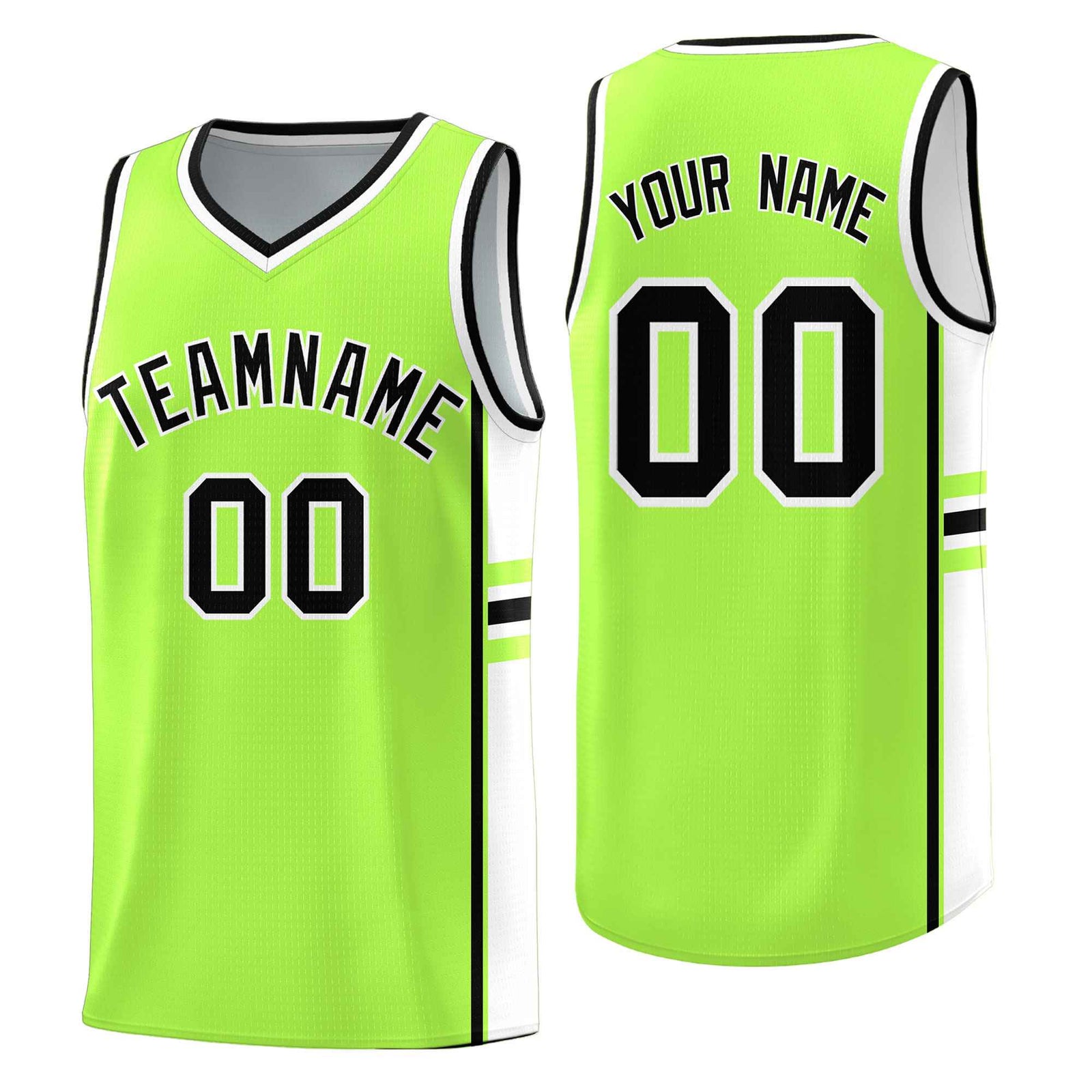 Custom Youth Basketball Jersey - Fluorescent Green White Two-Tone Varsity Jersey Set