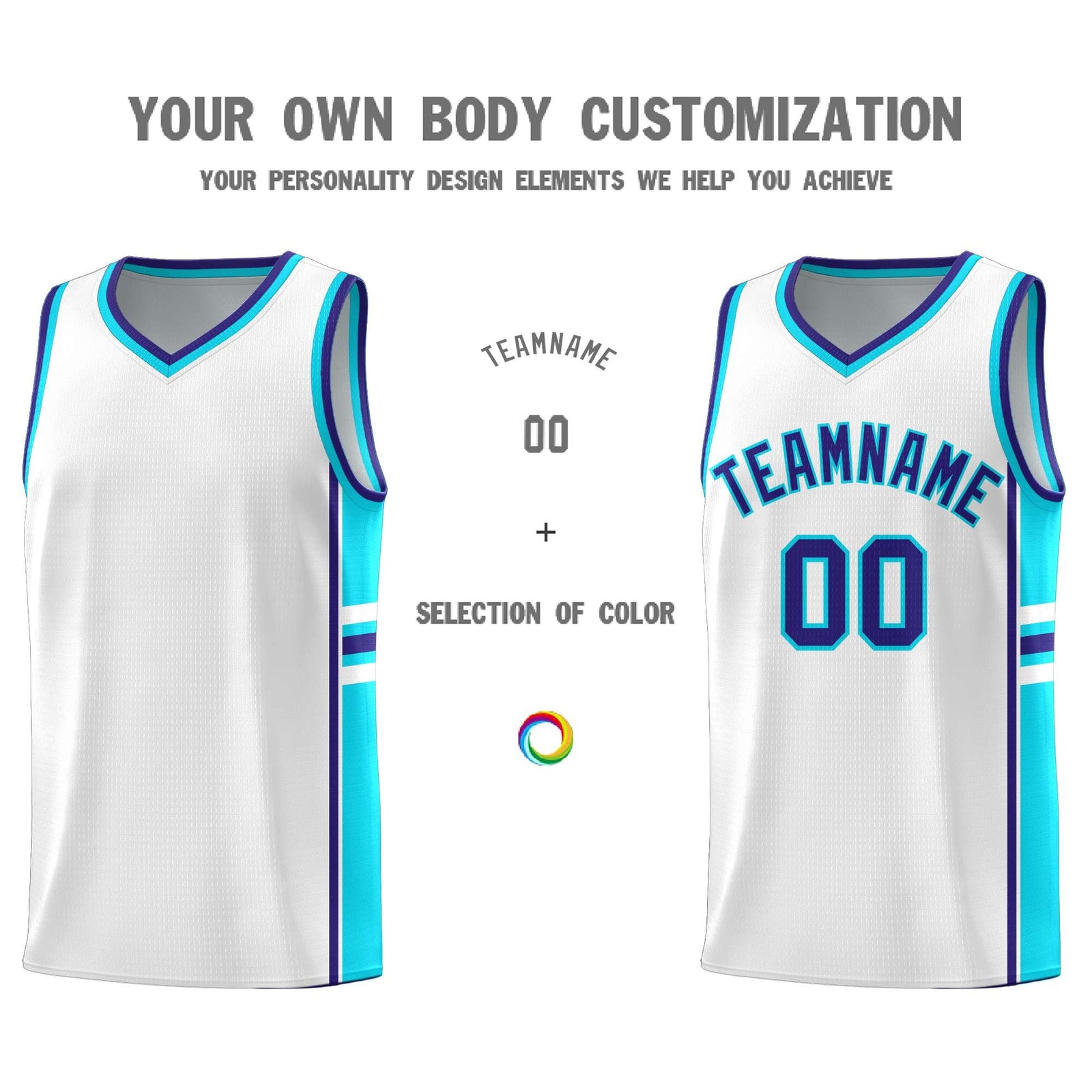Custom Youth Basketball Jersey - White Royal Personalized Varsity Two-Tone Uniform