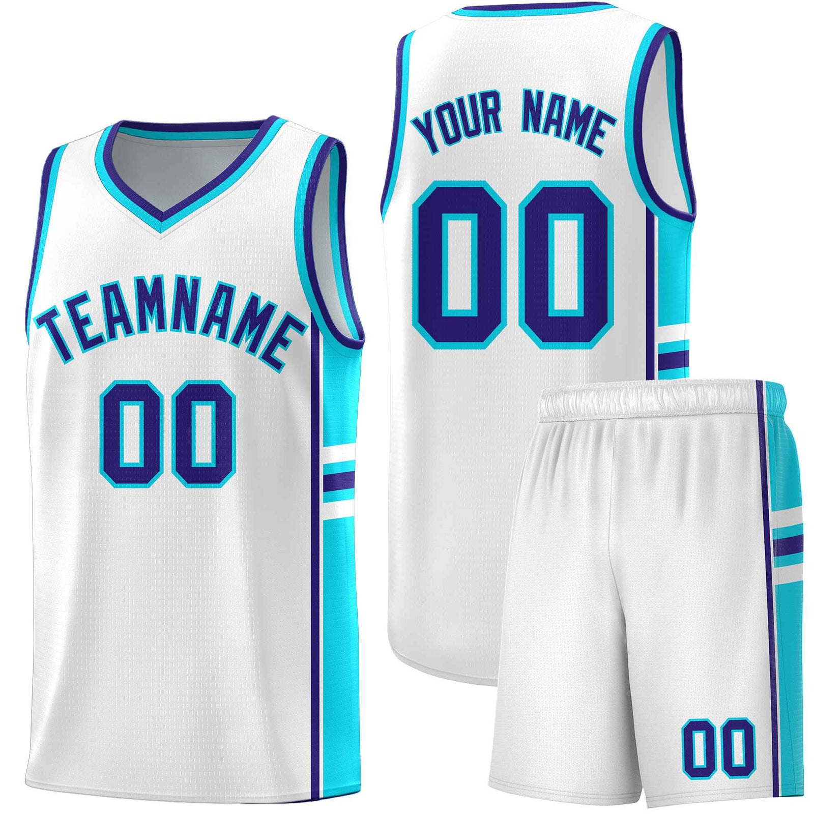 Custom Youth Basketball Jersey - White Royal Personalized Varsity Two-Tone Uniform