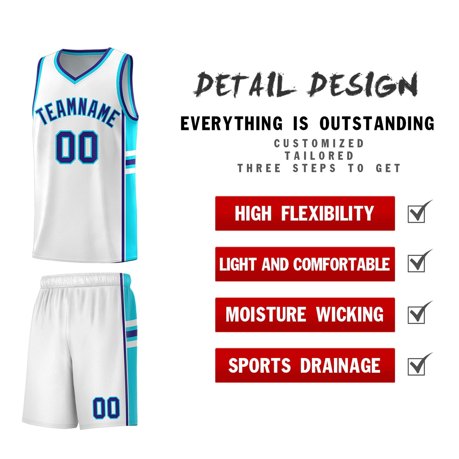 Custom Youth Basketball Jersey - White Royal Personalized Varsity Two-Tone Uniform