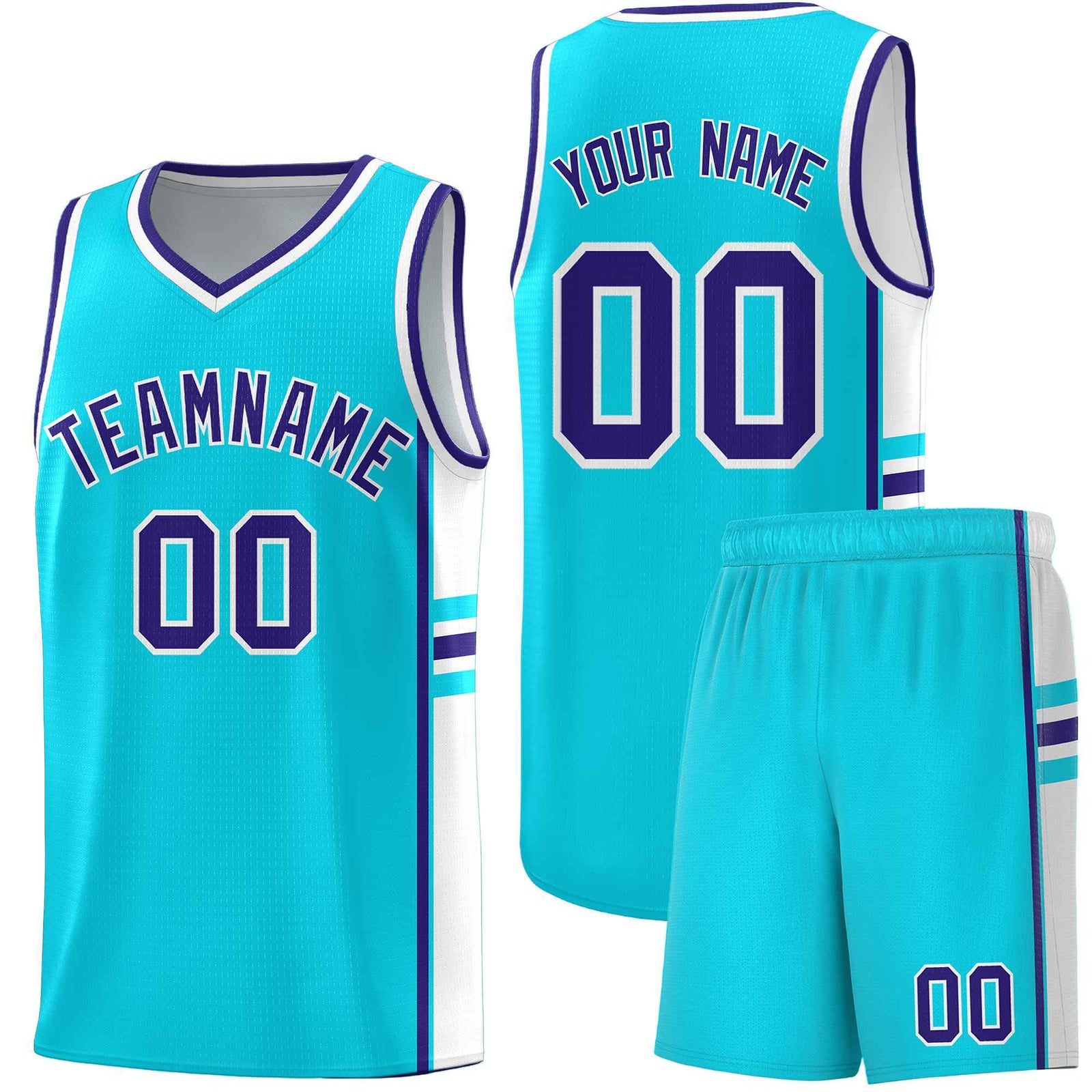 Custom Youth Basketball Jersey - Sky Blue White Two-Tone Classic Varsity Uniform