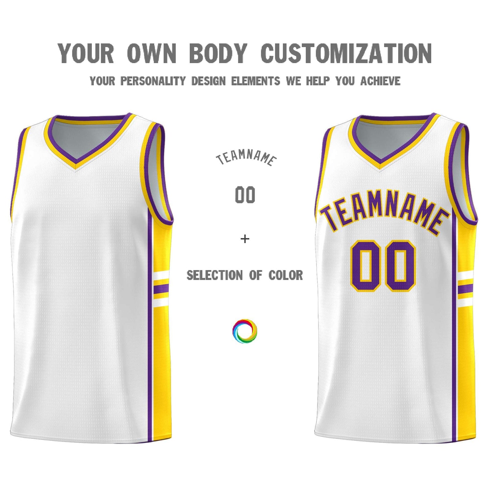 Custom Youth Basketball Jersey - White Gold Personalized Varsity Two-Tone Uniform