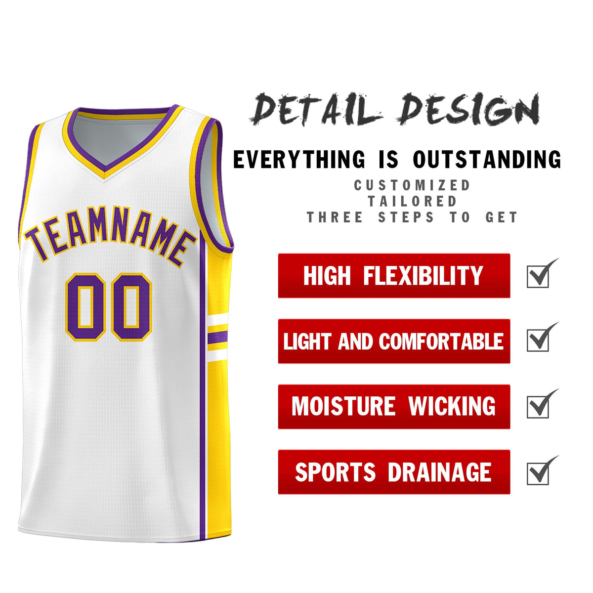 Custom Youth Basketball Jersey - White Gold Personalized Varsity Two-Tone Uniform