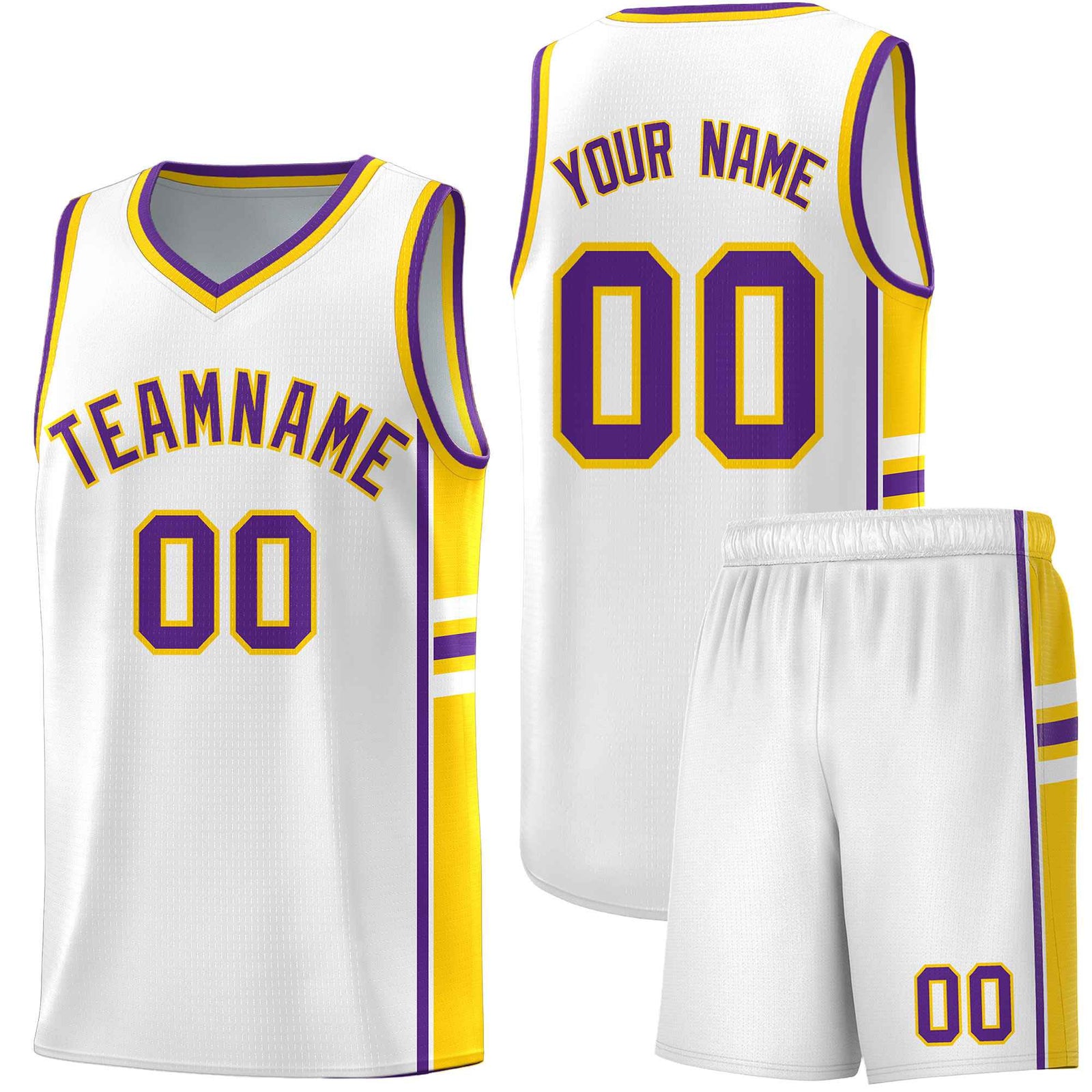 Custom Youth Basketball Jersey - White Gold Personalized Varsity Two-Tone Uniform