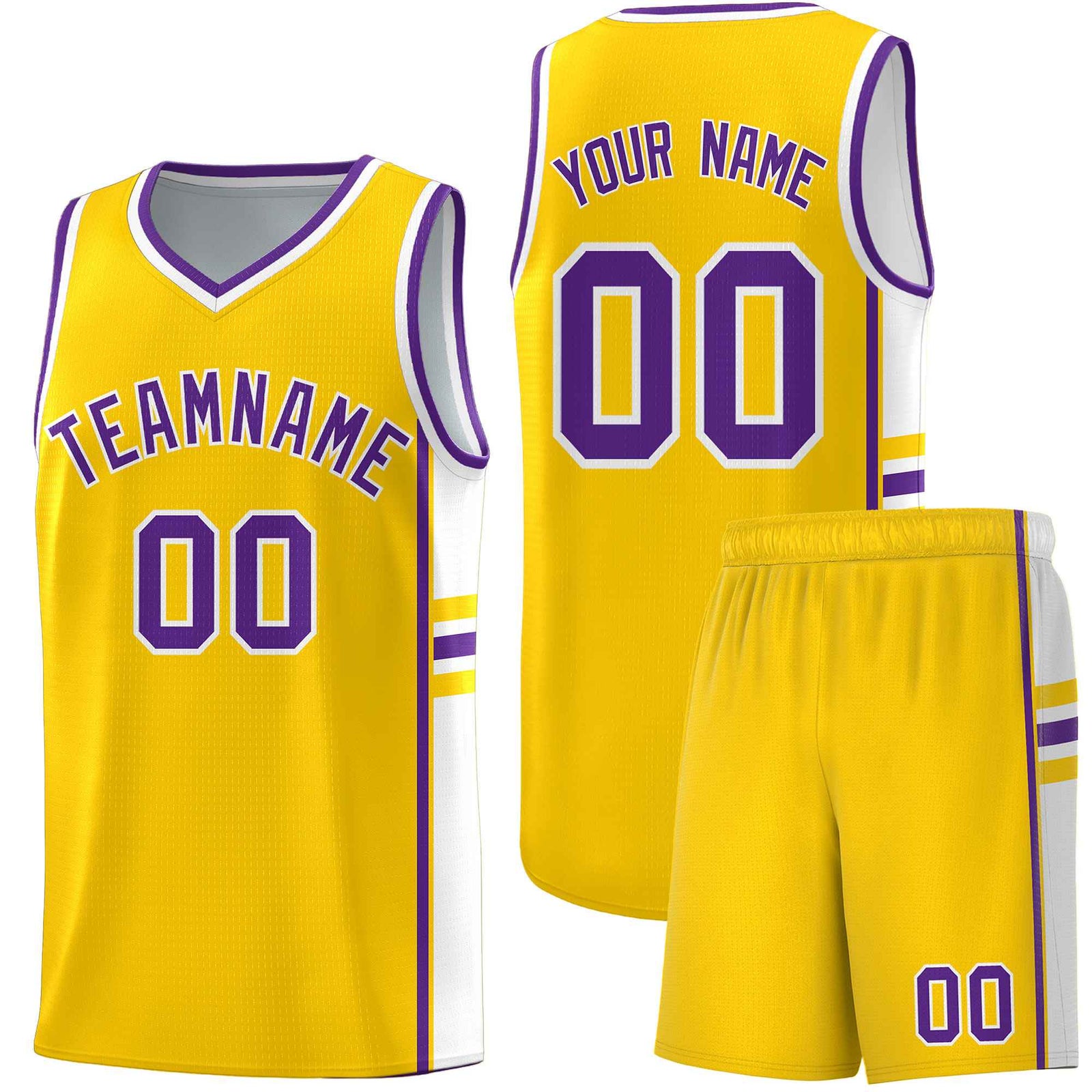 Custom Youth Basketball Jersey - Gold White Two-Tone Classic Varsity Uniform