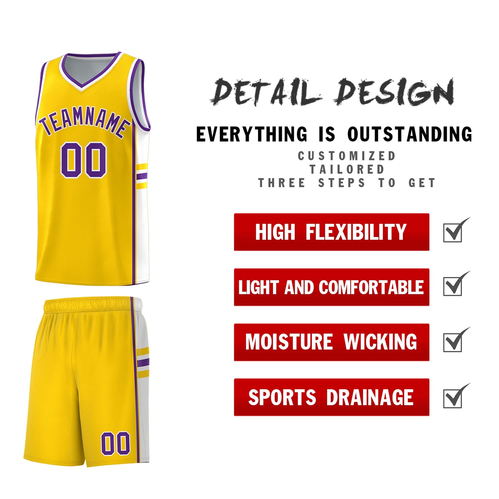 Custom Youth Basketball Jersey - Gold White Two-Tone Classic Varsity Uniform