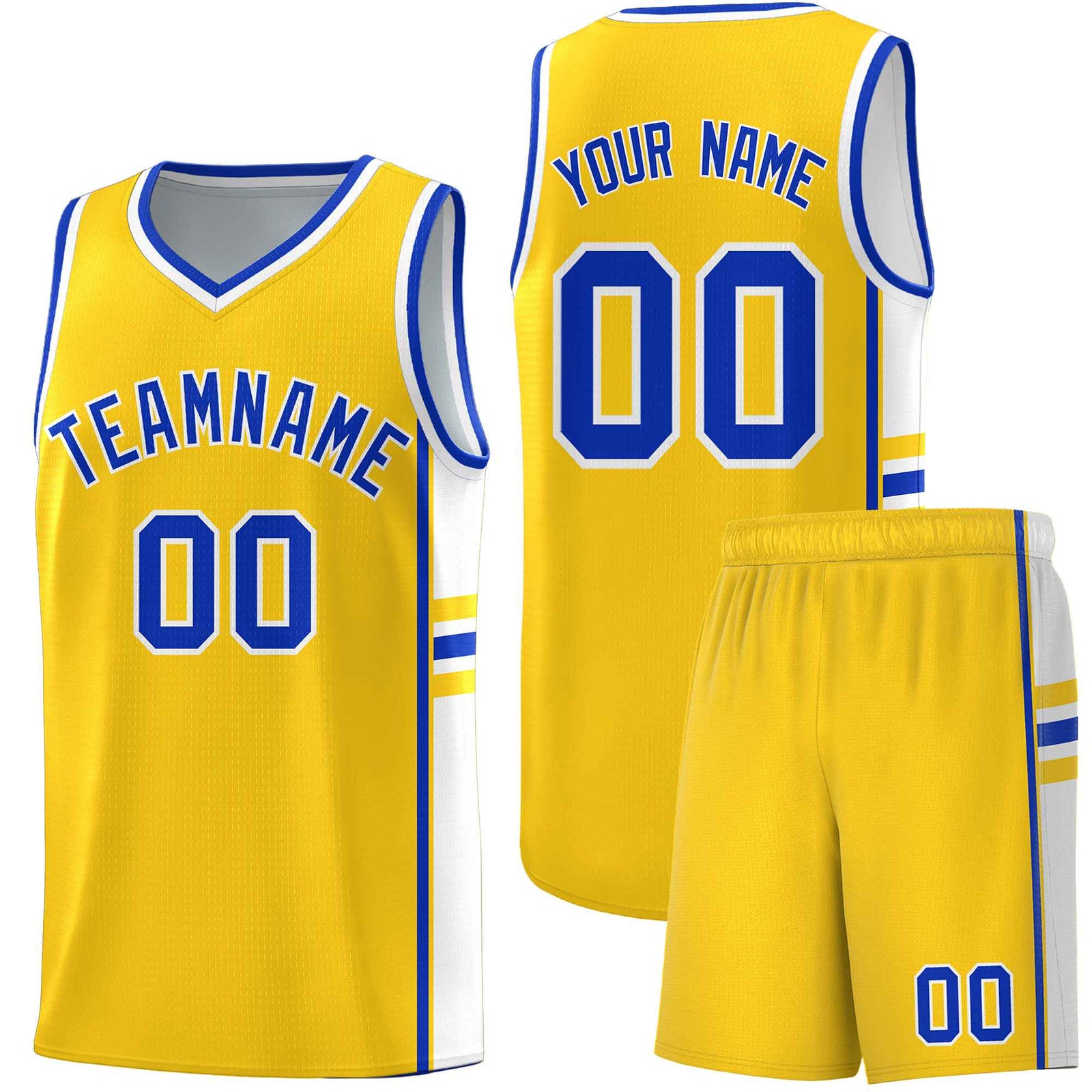 Custom Youth Basketball Jersey - Gold White Two-Tone Classic Varsity Uniform