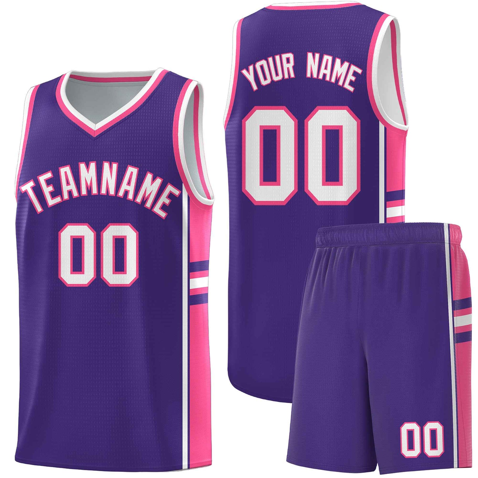 Custom Youth Basketball Jersey - Purple Pink Two-Tone Classic Varsity Uniform