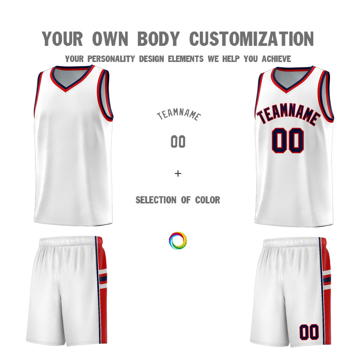 Custom Youth Basketball Jersey - White Red Personalized Varsity Two-Tone Uniform