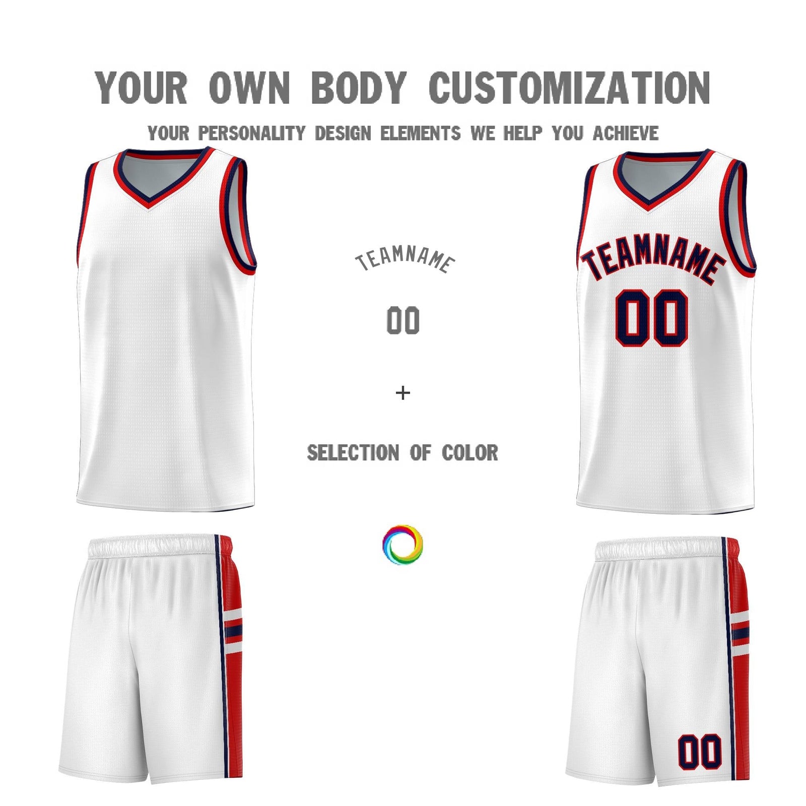 Custom Youth Basketball Jersey - White Red Personalized Varsity Two-Tone Uniform