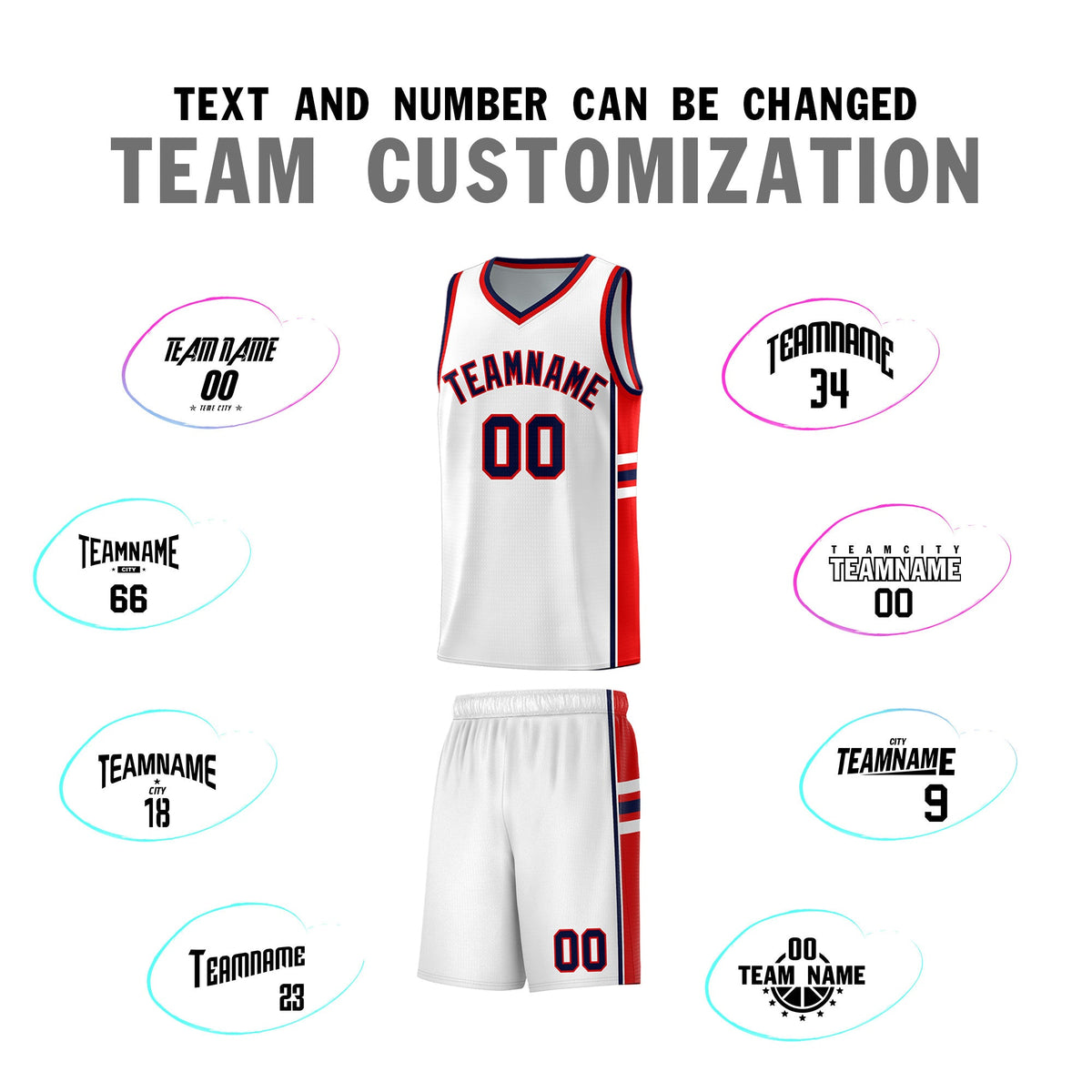 Custom Youth Basketball Jersey - White Red Personalized Varsity Two-Tone Uniform