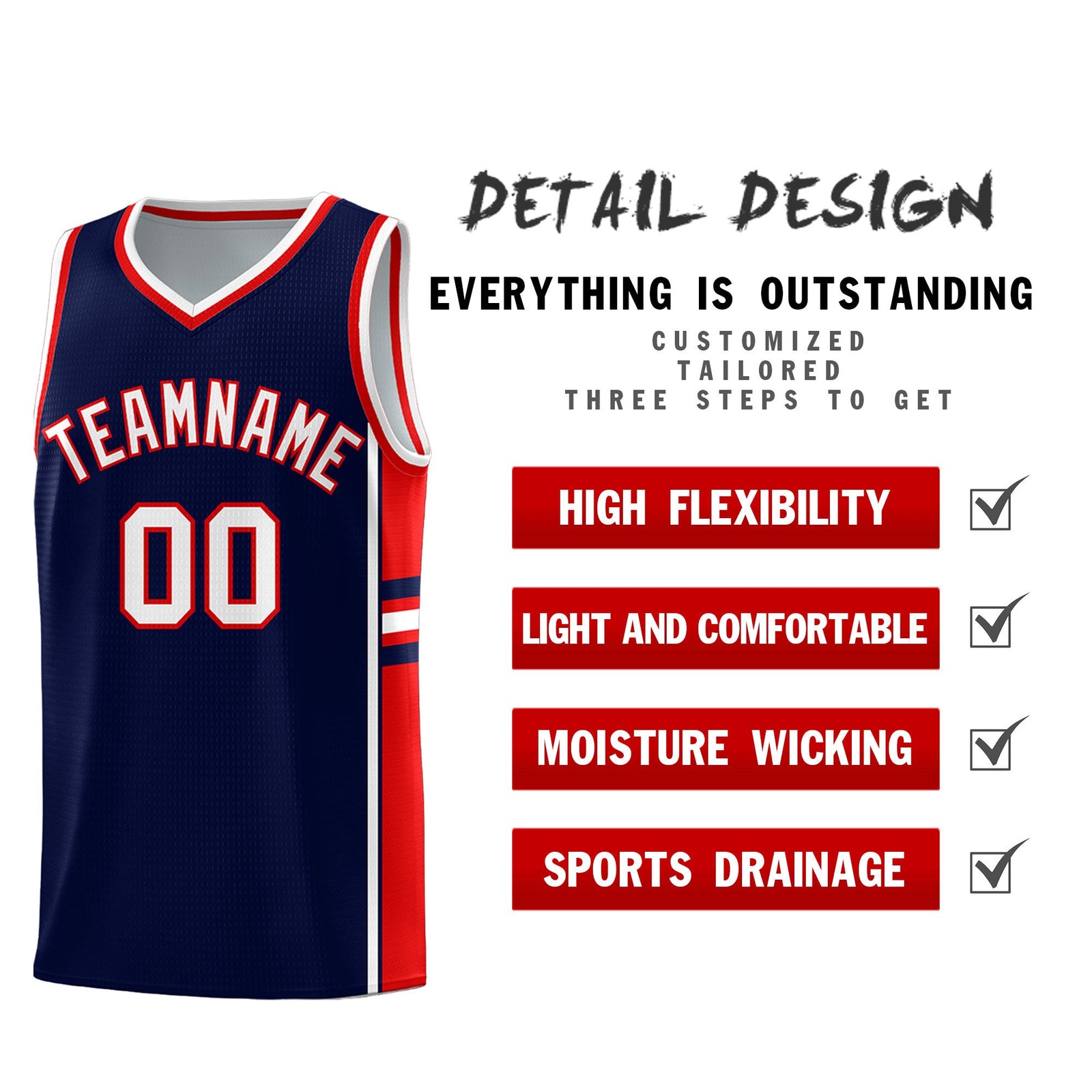 Custom Youth Basketball Jersey - Navy Red Two-Tone Varsity Jersey Set