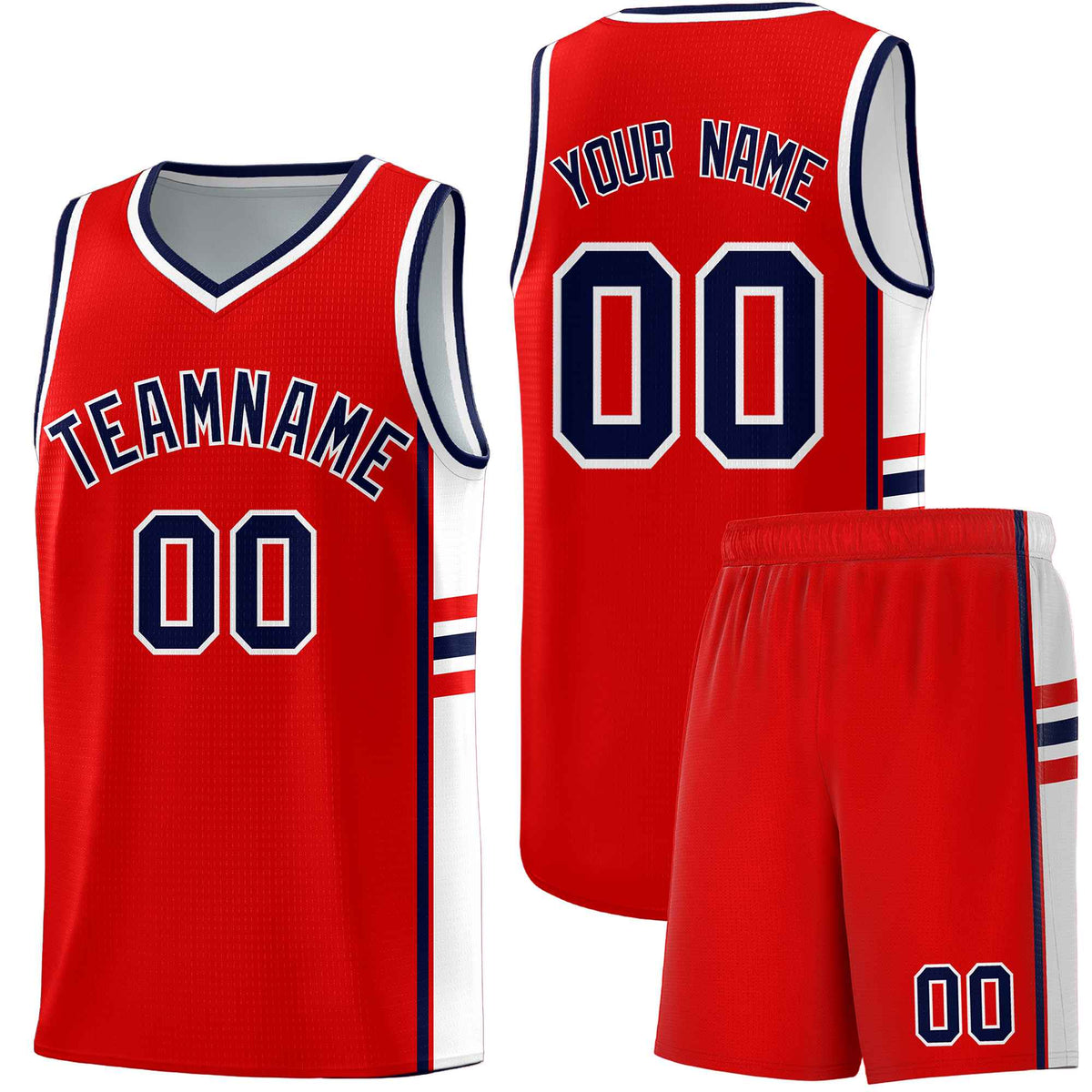 Custom Youth Basketball Jersey - Red White Two-Tone Classic Varsity Uniform