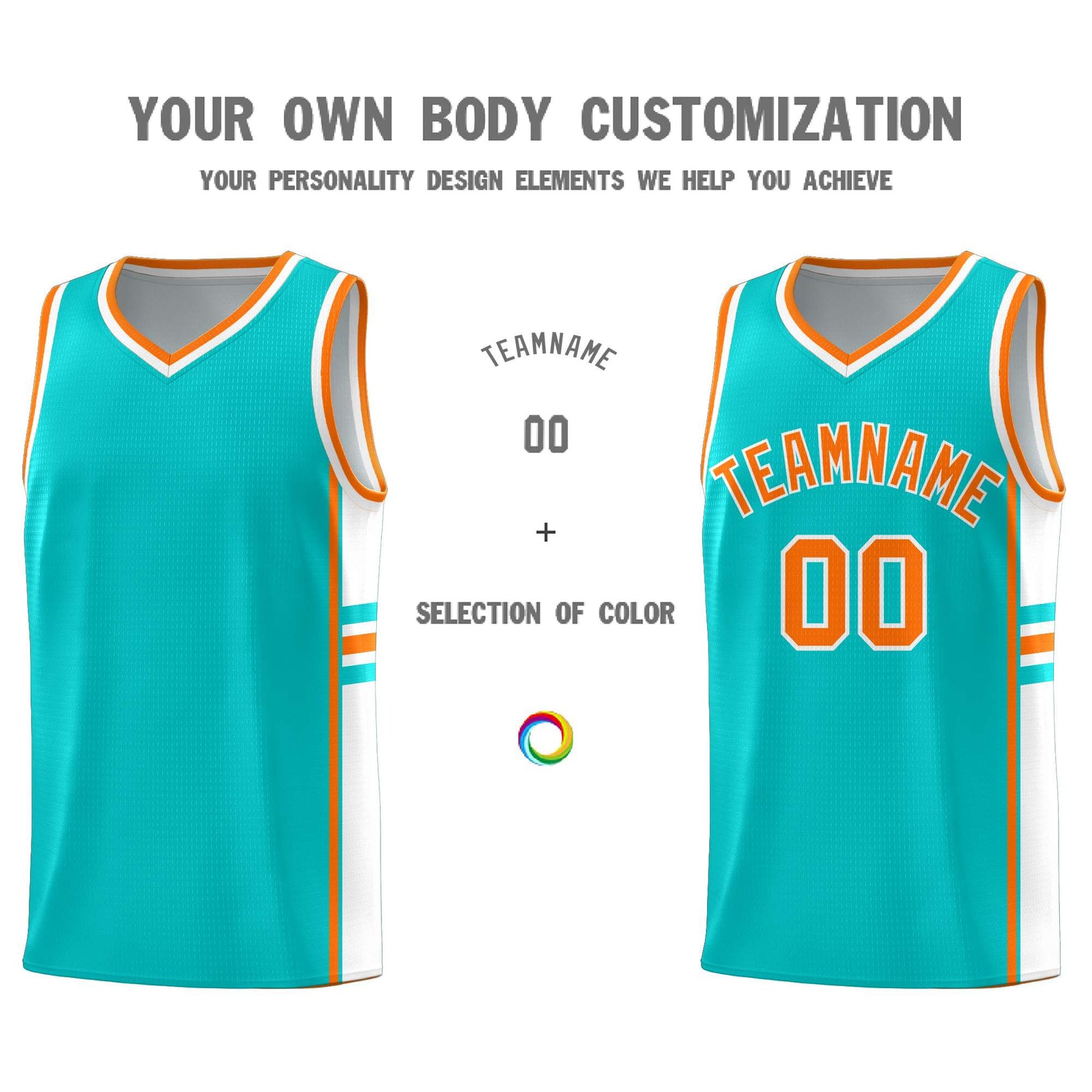 Custom Youth Basketball Jersey - Aqua White Two-Tone Classic Varsity Uniform