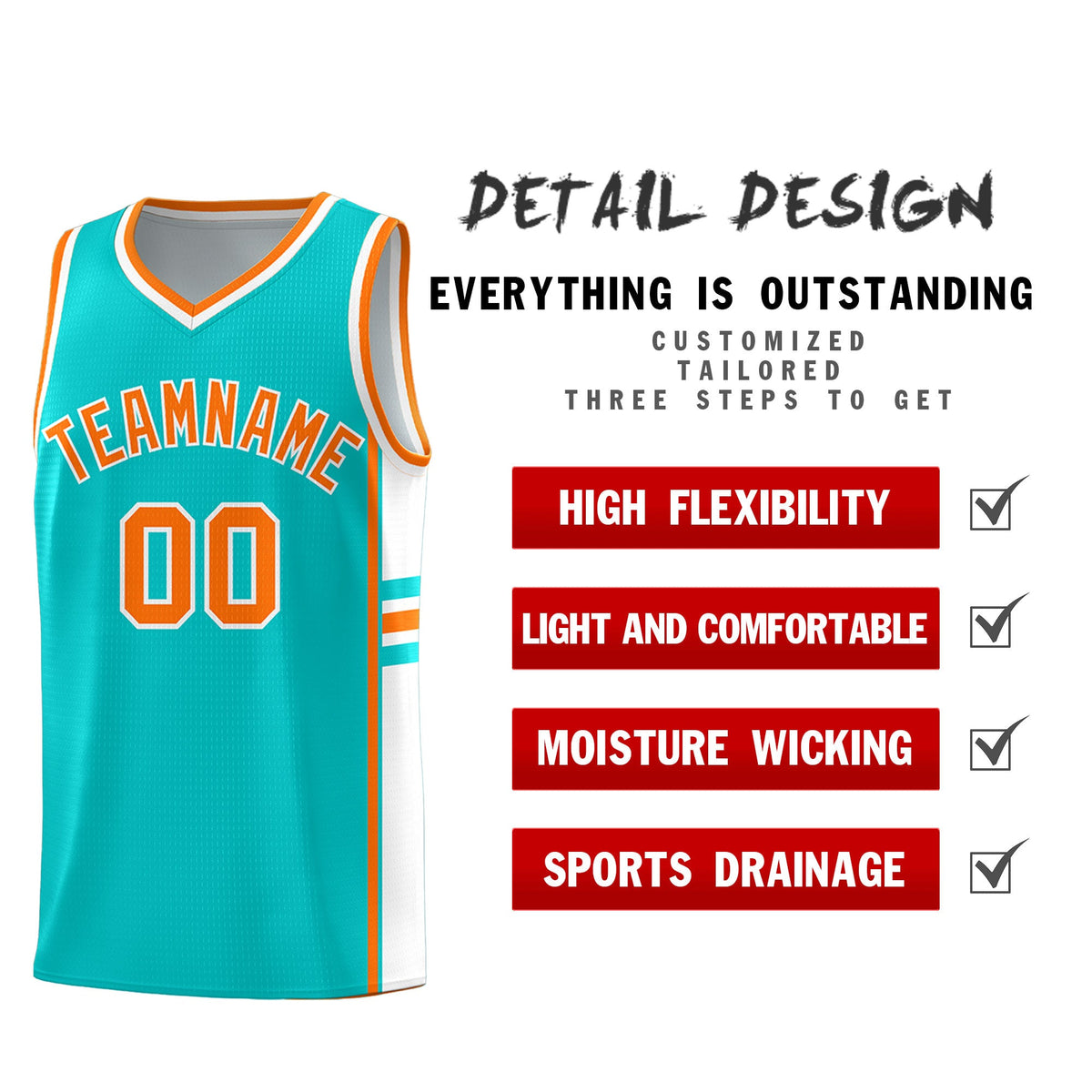 Custom Youth Basketball Jersey - Aqua White Two-Tone Classic Varsity Uniform