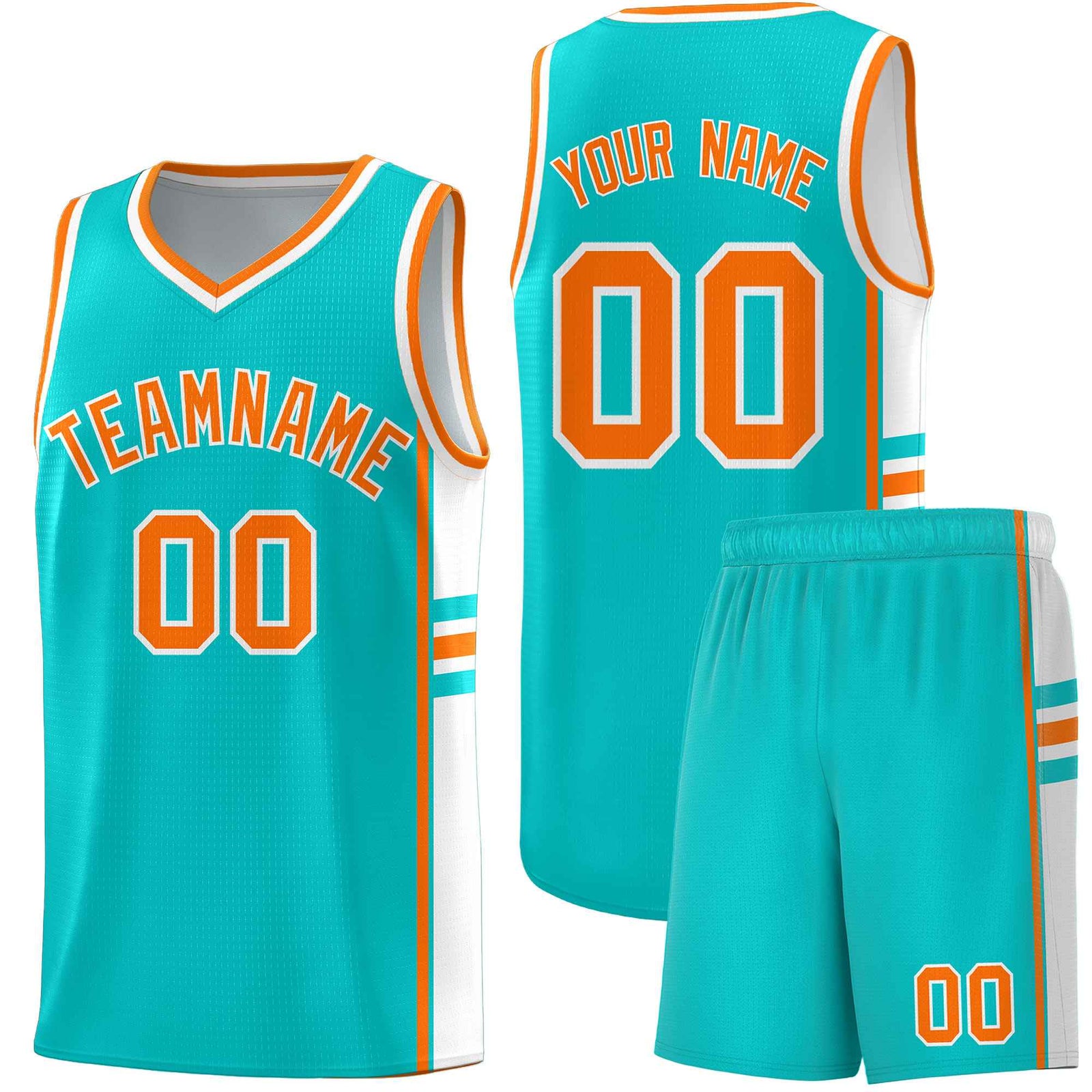 Custom Youth Basketball Jersey - Aqua White Two-Tone Classic Varsity Uniform