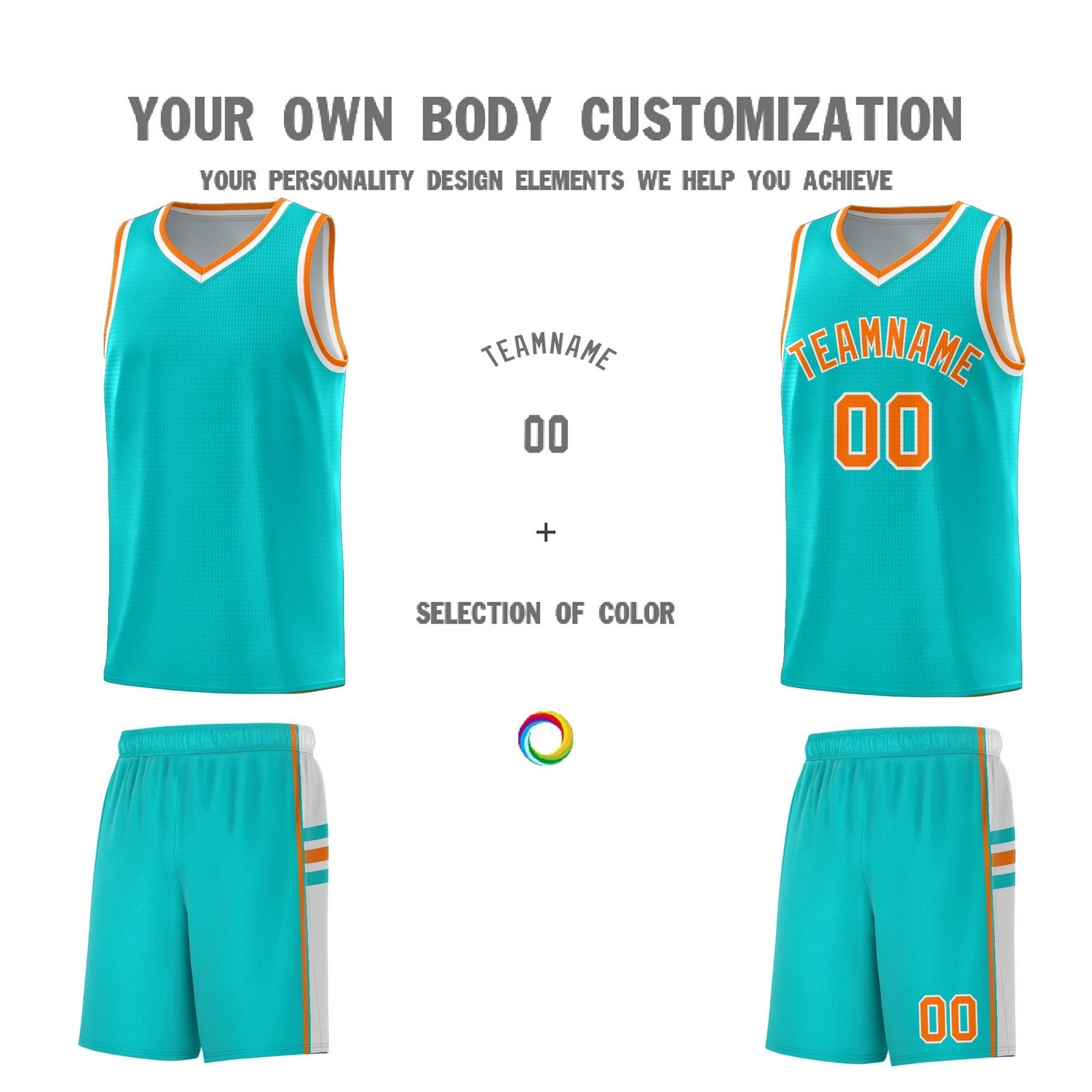 Custom Youth Basketball Jersey - Aqua White Two-Tone Classic Varsity Uniform