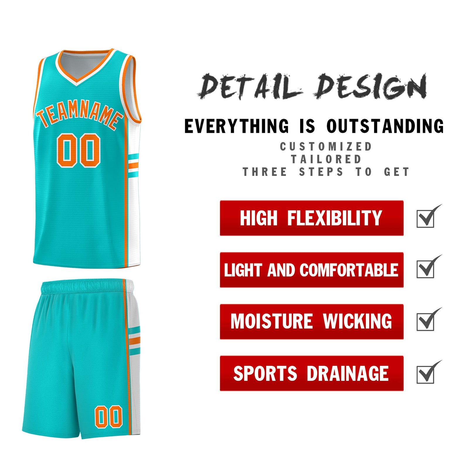 Custom Youth Basketball Jersey - Aqua White Two-Tone Classic Varsity Uniform